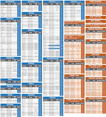 EzyShade 10-Layer Waterproof Sports Car Cover. See Vehicle Size-Chart for Accurate Fit. All Weather Full Outdoor Covers. Corvette Mustang Porsche. Sun Snow Wind Rain. Black, Size C3 (See Size Chart)