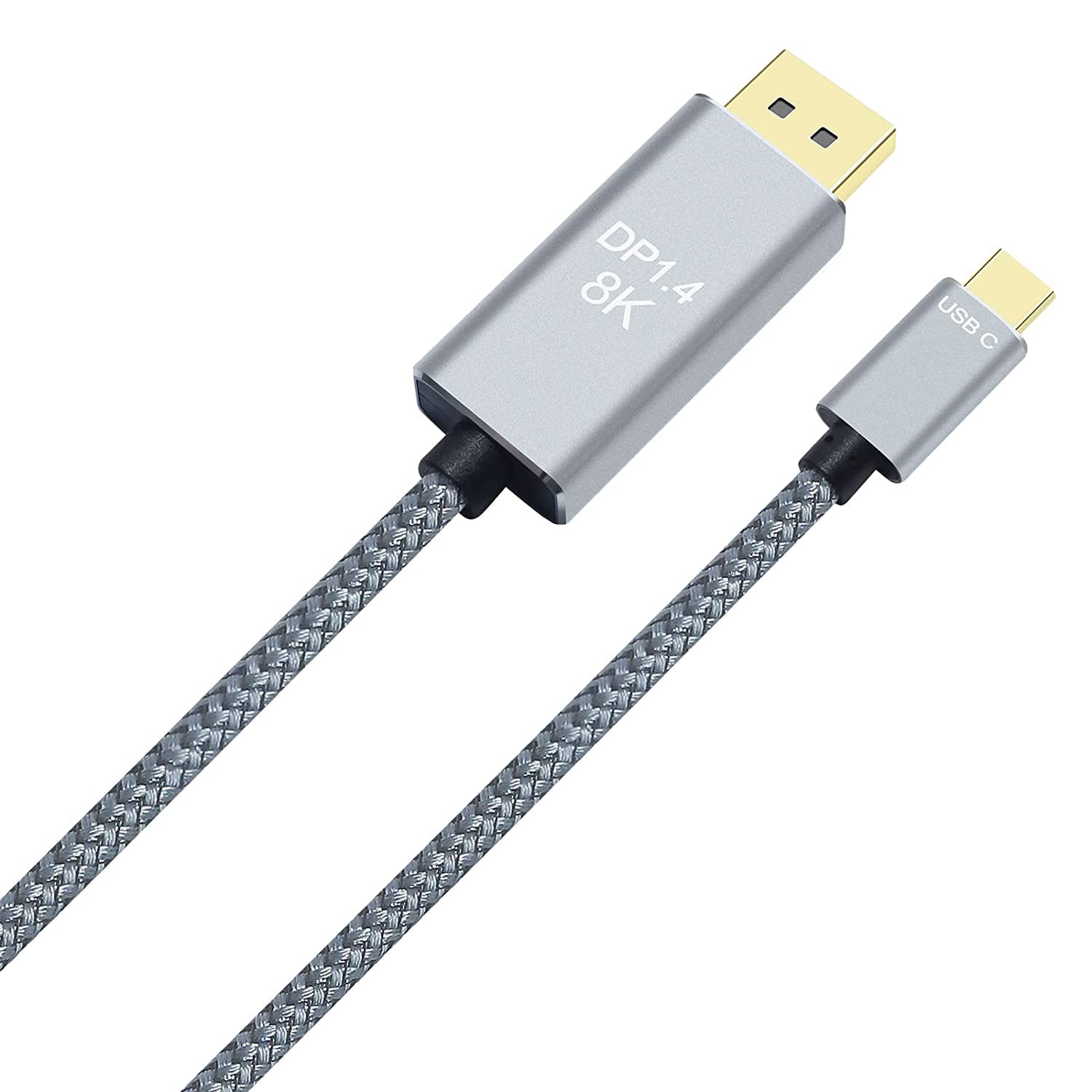 DCHAV 8K USB-C to DisplayPort Cable 3-Foot 4K@144Hz 8K@60Hz 2K@165Hz USB to DP Adapter Display Port Cord Nylon Braided Aluminum Connector for Monitor Computer Laptop Television Tablet