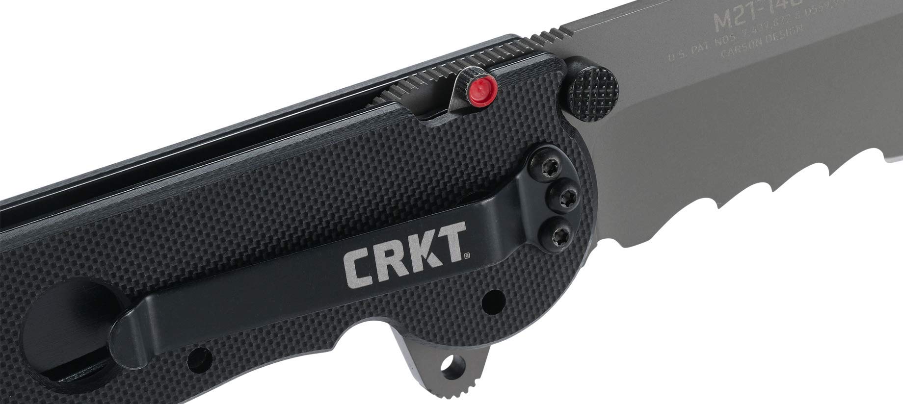 CRKT M21-14G EDC Folding Pocket Knife: Everyday Carry, Black Serrated Edge Blade, Veff Serrations, Automated Liner Safety, G10 Handle, Reversible Pocket Clip