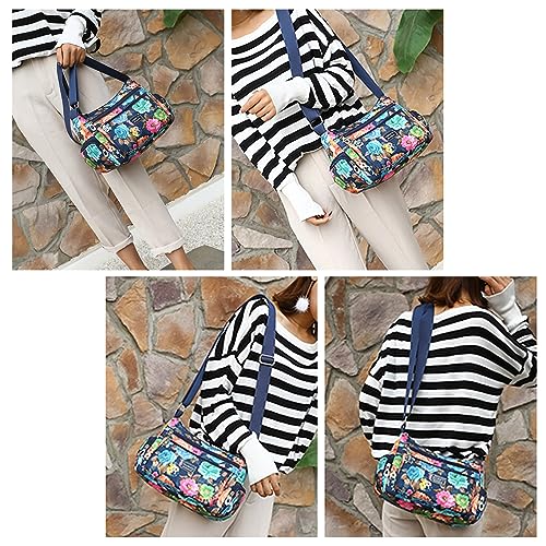 NOTAG Crossbody Bags for Women Nylon Shoulder Bag Floral Multi-Pocket Purses and Handbags (BH)