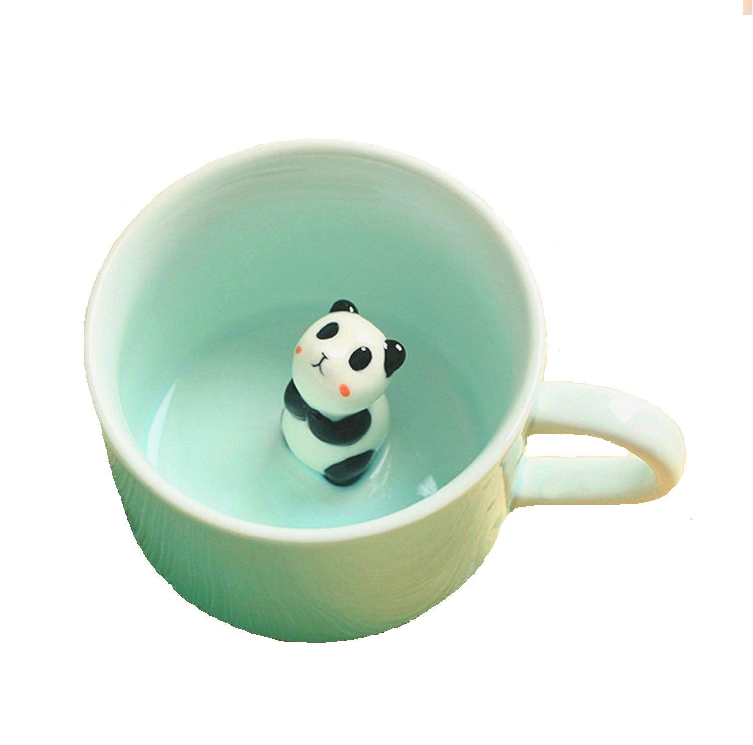 3D Coffee Mug Cute Animal Inside Cup Cartoon Ceramics Figurine Teacup Christmas Birthday Gift for Boys Girls Kids - Party Office Morning Mugs for Tea Juice Milk Chocolate Cappuccino(3D Panda Cup)