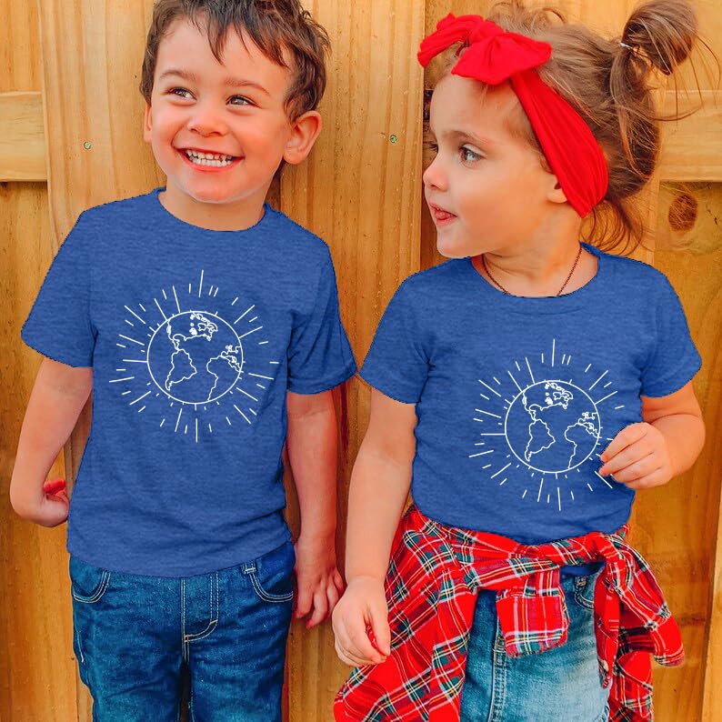 Earth Day Shirt Toddler Boys Girls Save The Planet Tee Kids Planet Earth T-Shirt Earth Day Tops Darkgrey