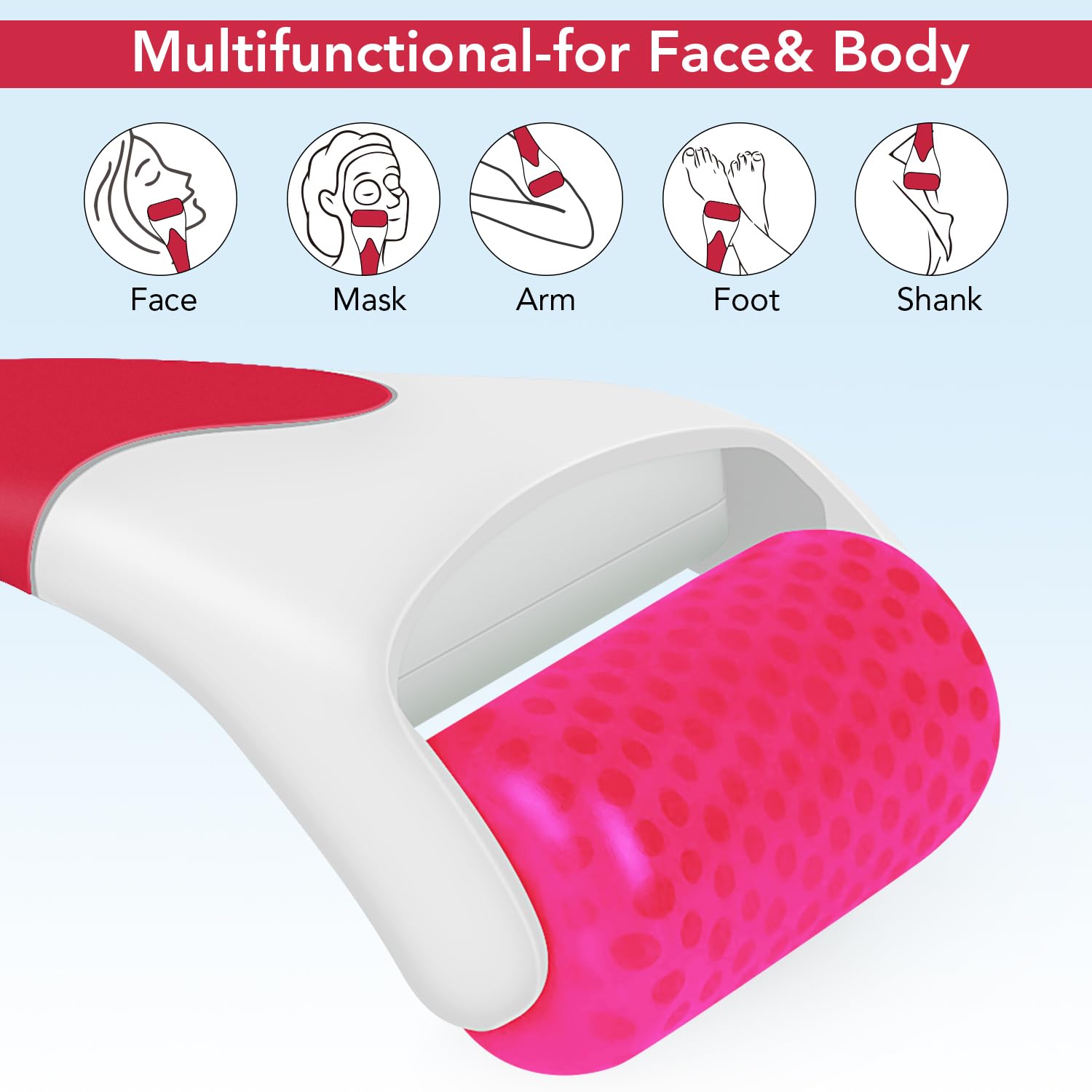 LATME Ice Roller for Face Eyes,Womens Gifts,Face Massager Roller Puffiness Migraine Pain Relief and Minor Injury (Red)