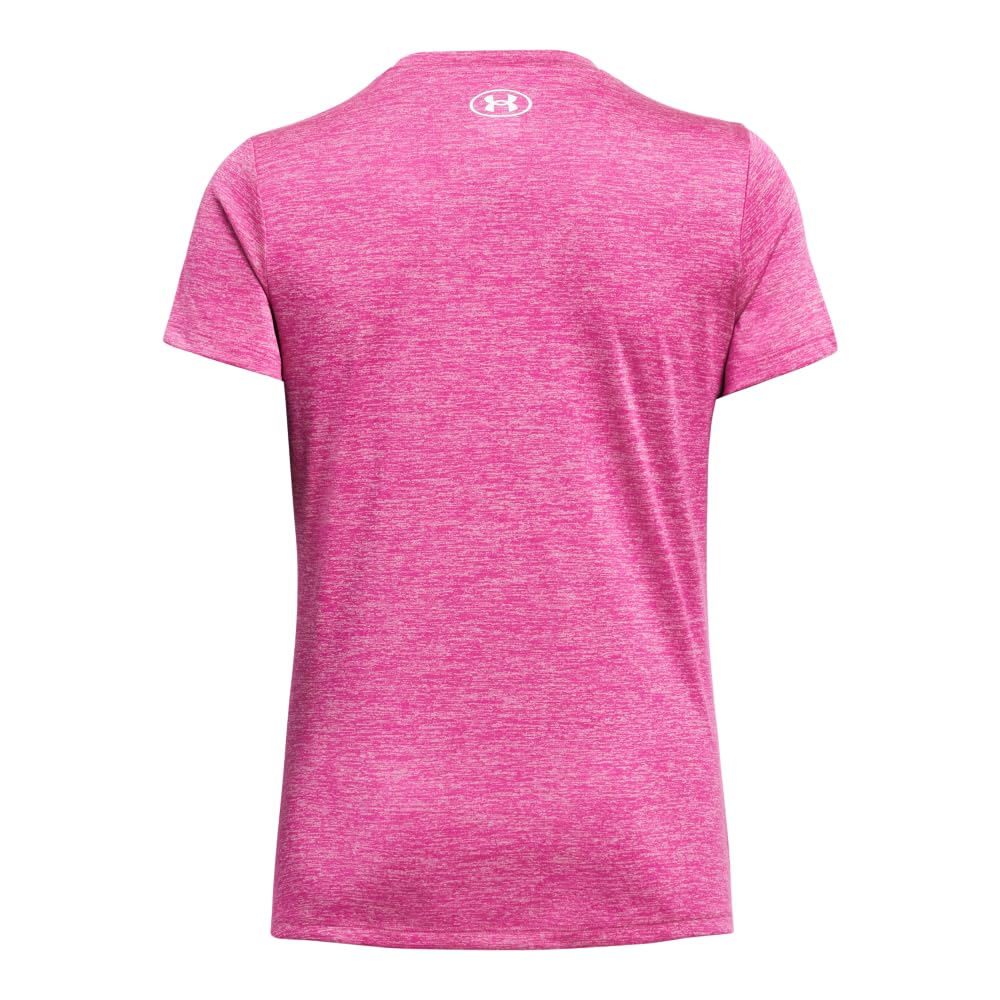 Under Armour Womens Tech Twist Short Sleeve V Neck, (652) Rebel Pink/Pink Elixir/White, Medium