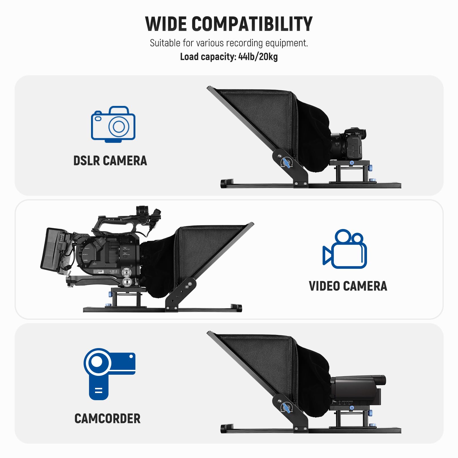 NEEWER Teleprompter X17 II with RT113 Remote/APP Control, 17" HD Beamsplitter All Metal Frame Upgraded Camera Mount QR Plate Compatible with Manfrotto 501PL iPad iPhone, Max Load 44.1Ib, Assembly Free