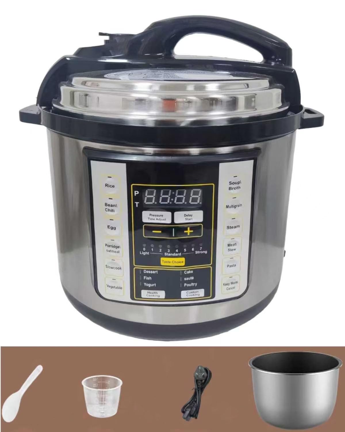 Zuguachi 12 In 1 Electric Pressure Cooker With 24-Hour Reservation Function, Slow Cooker, Rice Cooker, Wok, Cake, Yogurt, Etc., 6 L, Stainless Steel/Black.