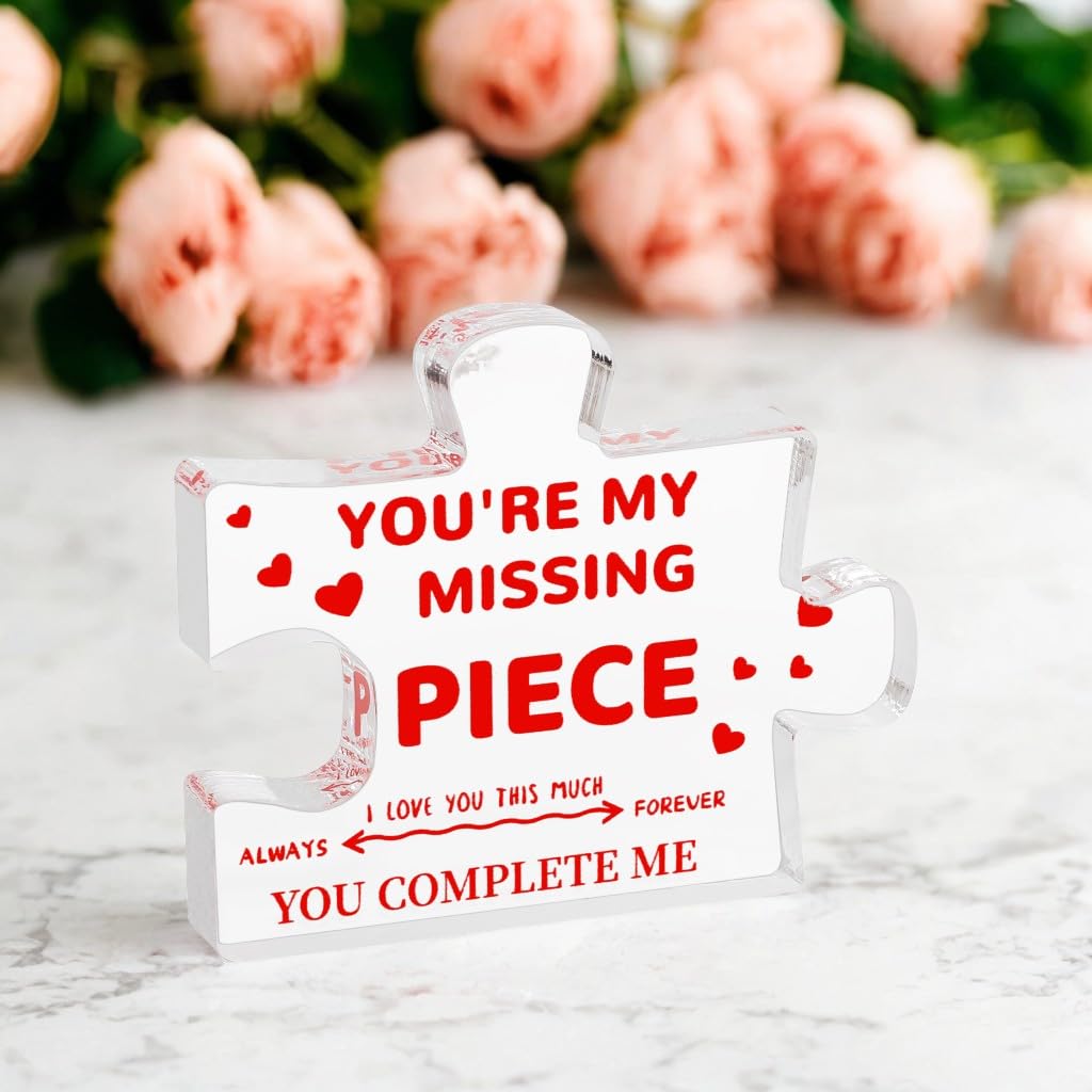 Gifts for Her Him - Wedding Gifts for Couples, Gifts for Wife Husband, I Love You Gifts for Women Men, Romantic Valentine's Day Gifts, You are My Missing Piece Acrylic Puzzle Plaque