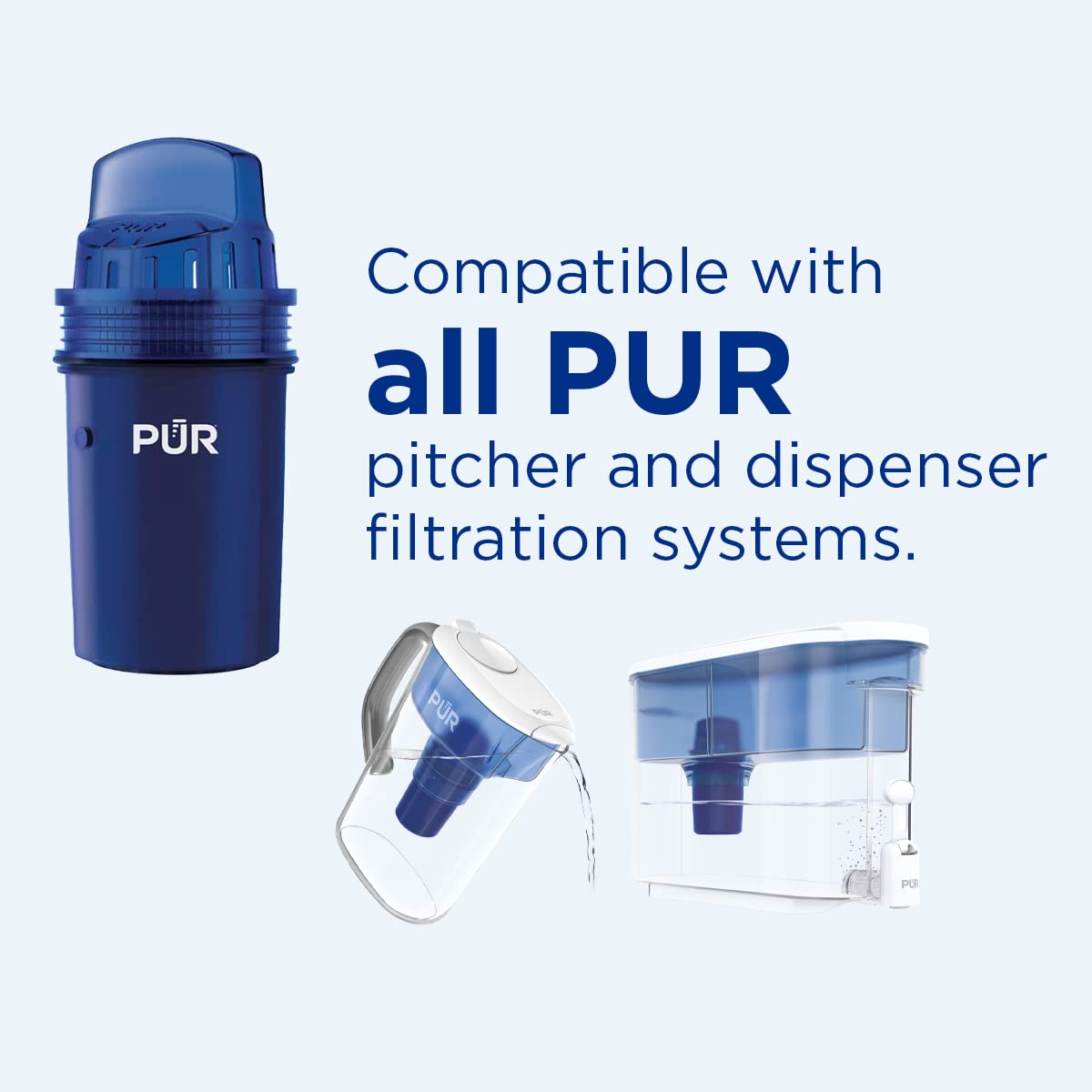 PUR Water Pitcher & Dispenser Replacement Filter 4-Pack, Genuine PUR Filter, 2-in-1 Powerful Filtration and Faster Filtration, 8-Month Value, Blue (PPF900Z4)