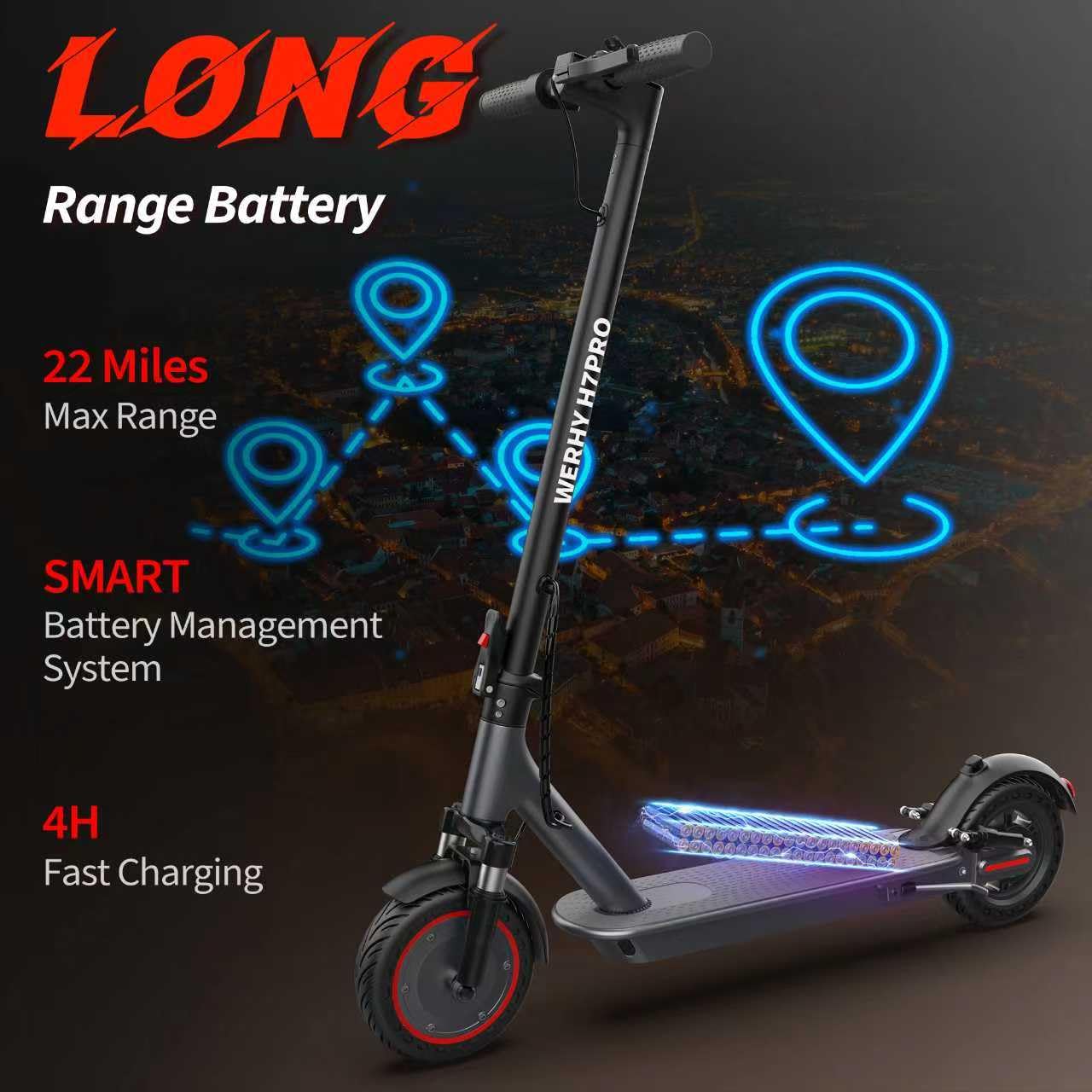 WERHY 10''/8.5'' Electric Scooter with Dual Suspension, 500/350W Powerful Motor, 22/19MPH Top Speed, 25/22/16 Miles Long Range, Folding E Scooter with Dual Braking for Teens and Adults