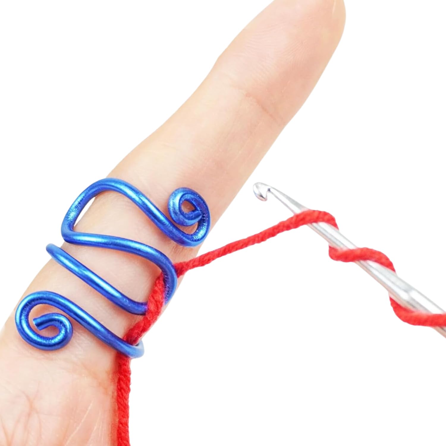 Handmade Crochet Tension Ring, Adjustable Crochet Ring For Finger, Works To Loop Yarn, Crochet Accessories, Crochet Supplies, Crochet Hooks, Gift, Resizeable, 1 Count (Resizeable, Blue)