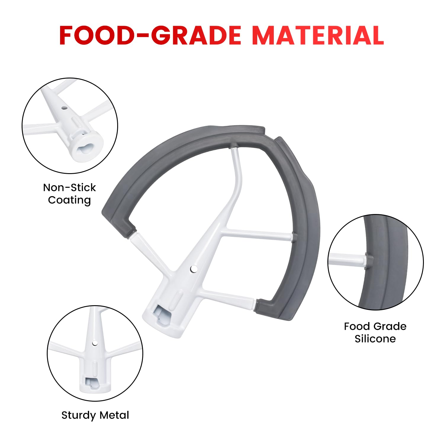 Flex Edge Beater Fit for Kitchenaid 6-Quart Bowl-Lift Stand Mixers, Silicone Edges Kitchen aid Paddle Attachment Mixer Accessory