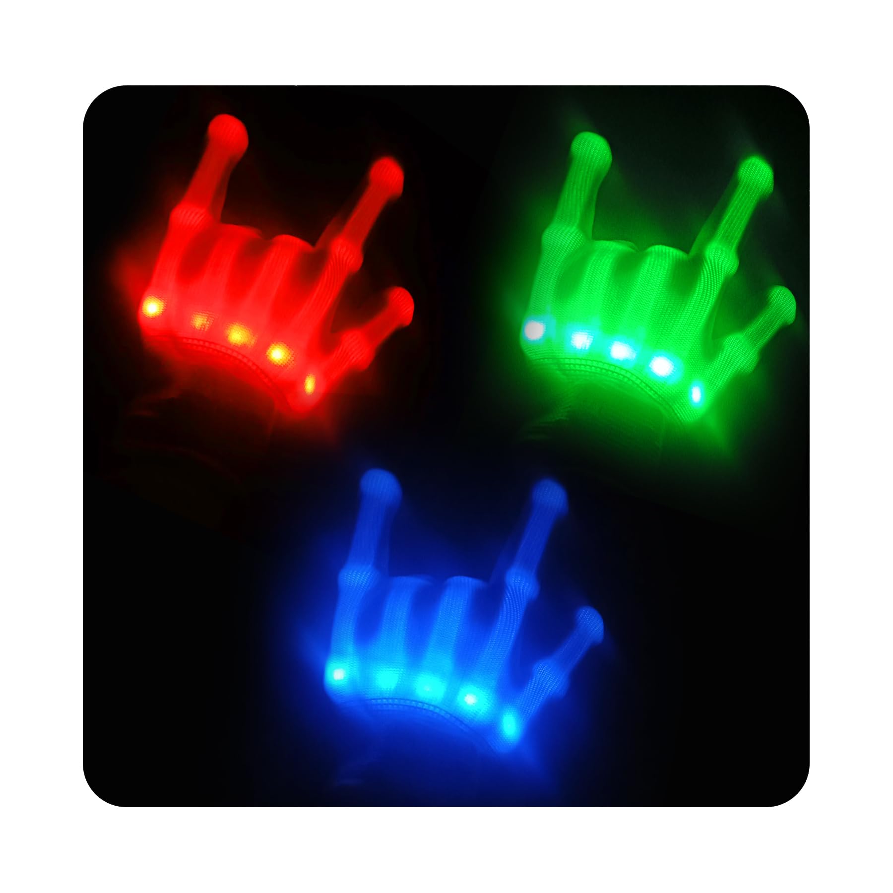 SILEDGN Cool Toys For 8 Years Olds Boys,Led Gloves For Adults,Light Up Glove Glow Gloves,3 Colors 10 Modes Colorful For Easter Gift Halloween Christmas Birthday Cosplay Costume