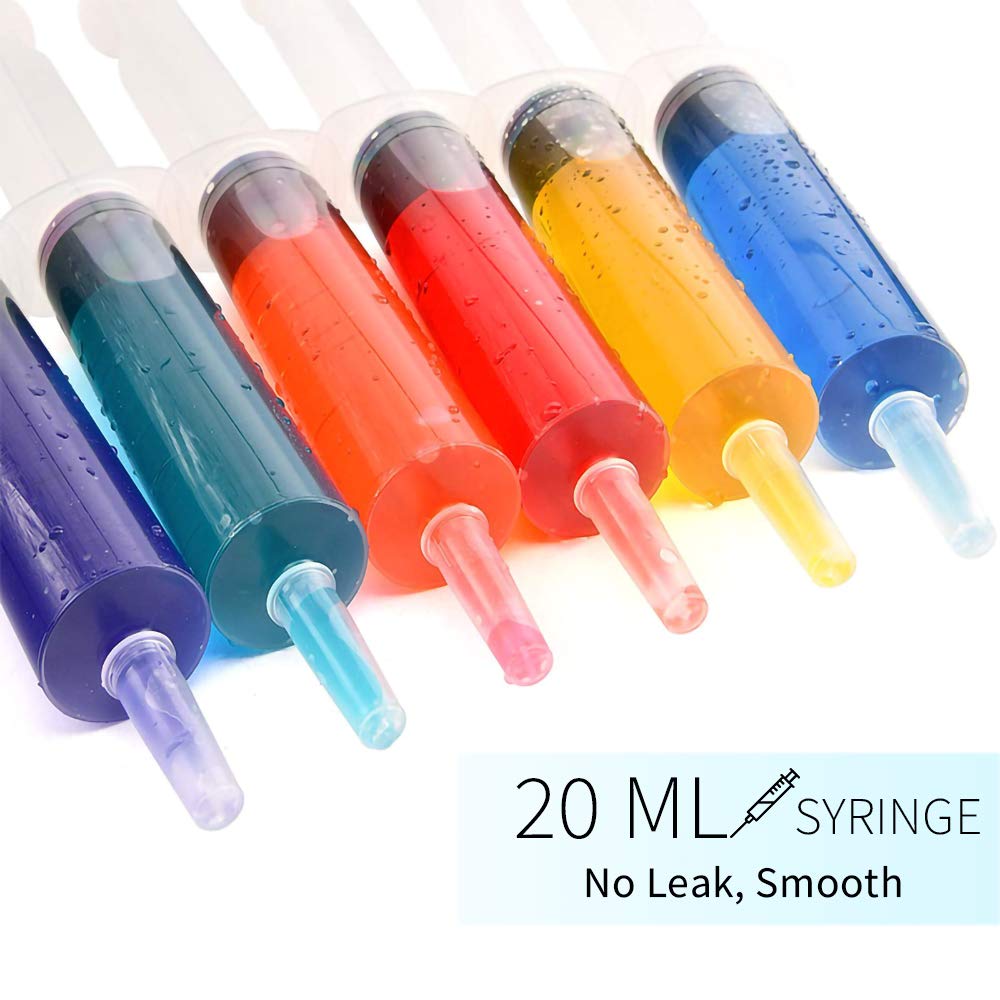 10 Pack 20ml/cc Plastic Syringe Large Syringes Tools Catheter Tip Individually Sealed with Measurement for Scientific Labs, Measuring Liquids, Feeding Pets, Oil or Glue Applicator