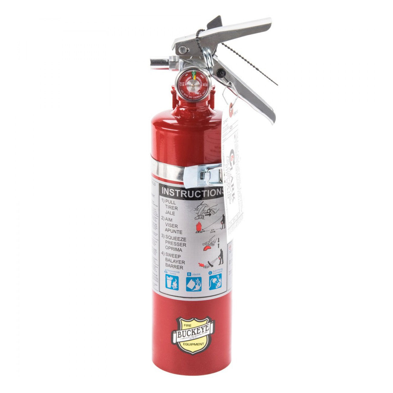 Buckeye 13315 ABC Multipurpose Dry Chemical Hand Held Fire Extinguisher with Aluminum Valve and Vehicle Bracket, 2.5 lbs Agent Capacity