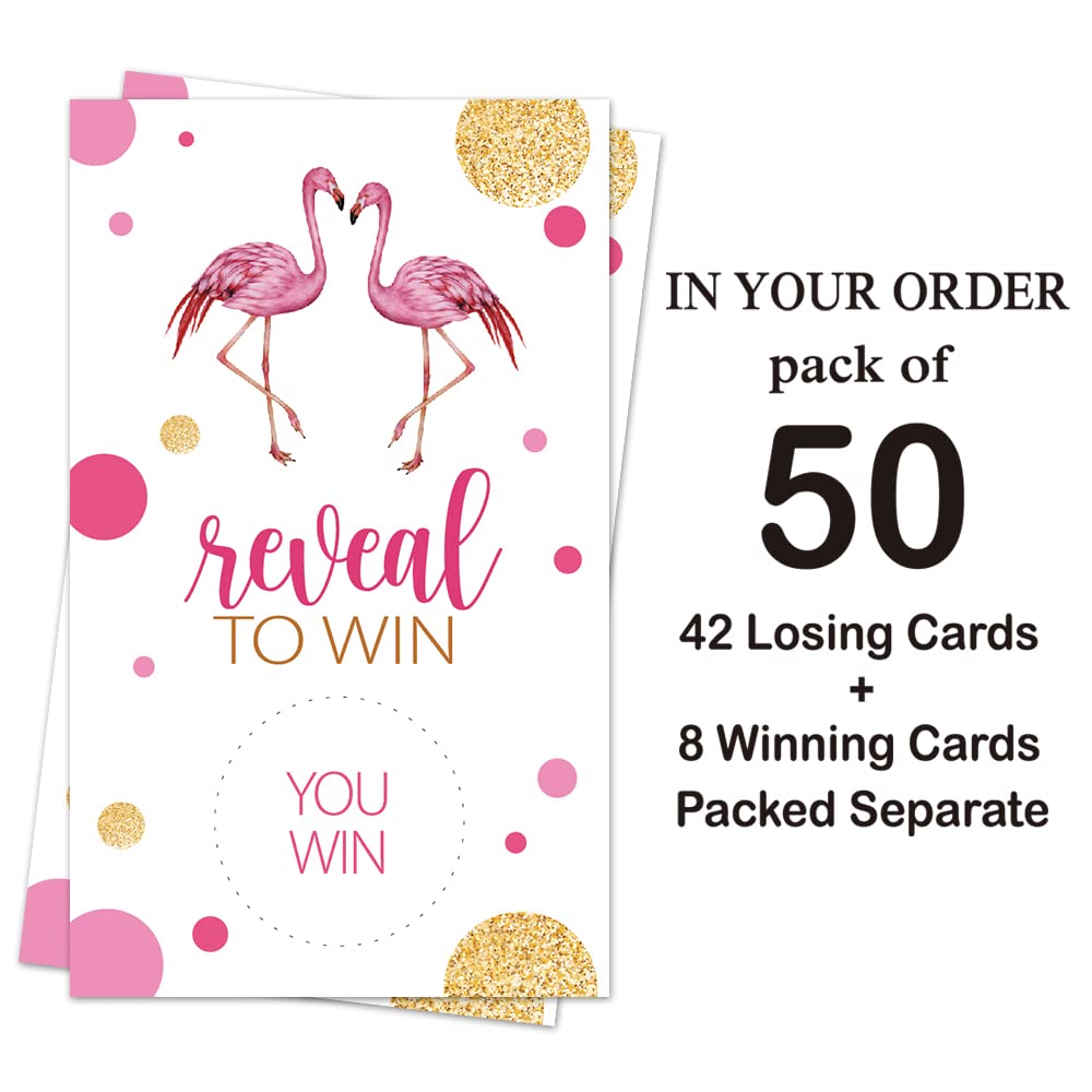 Haizct 50 Pack Flamingo Bridal Shower Scratch Off Game Cards for Country Wedding, Bridal Shower, Bridal Lottery Tickets, Wedding Shower Ideas, Baby Shower