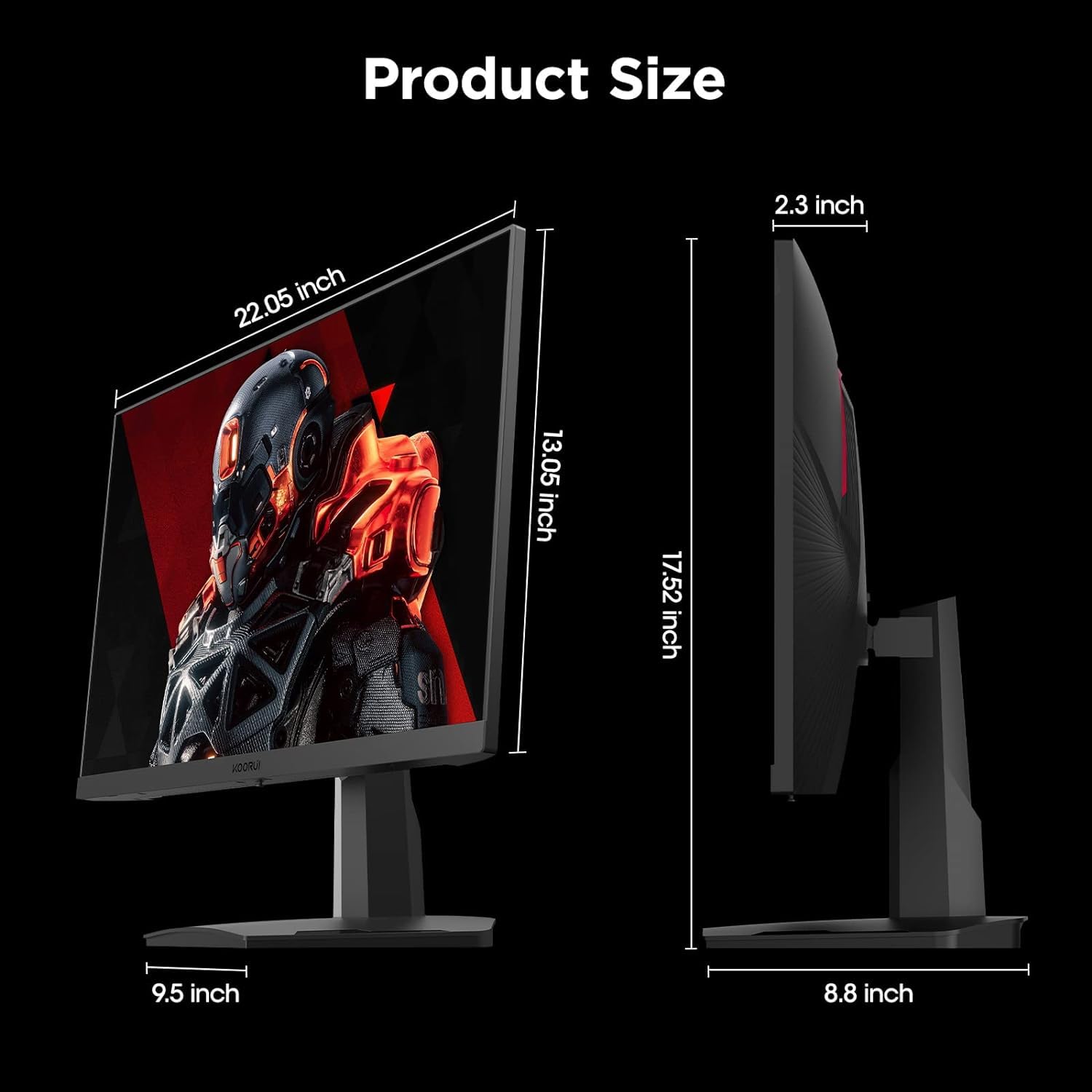 KOORUI 25E3A 25-inch Gaming Monitor, 170Hz FHD 1080p Monitor, 1ms GTG, Adaptive G-Sync, FreeSync Premium, 3 Sides Frameless, HDMI x 2, DisplayPort, Black