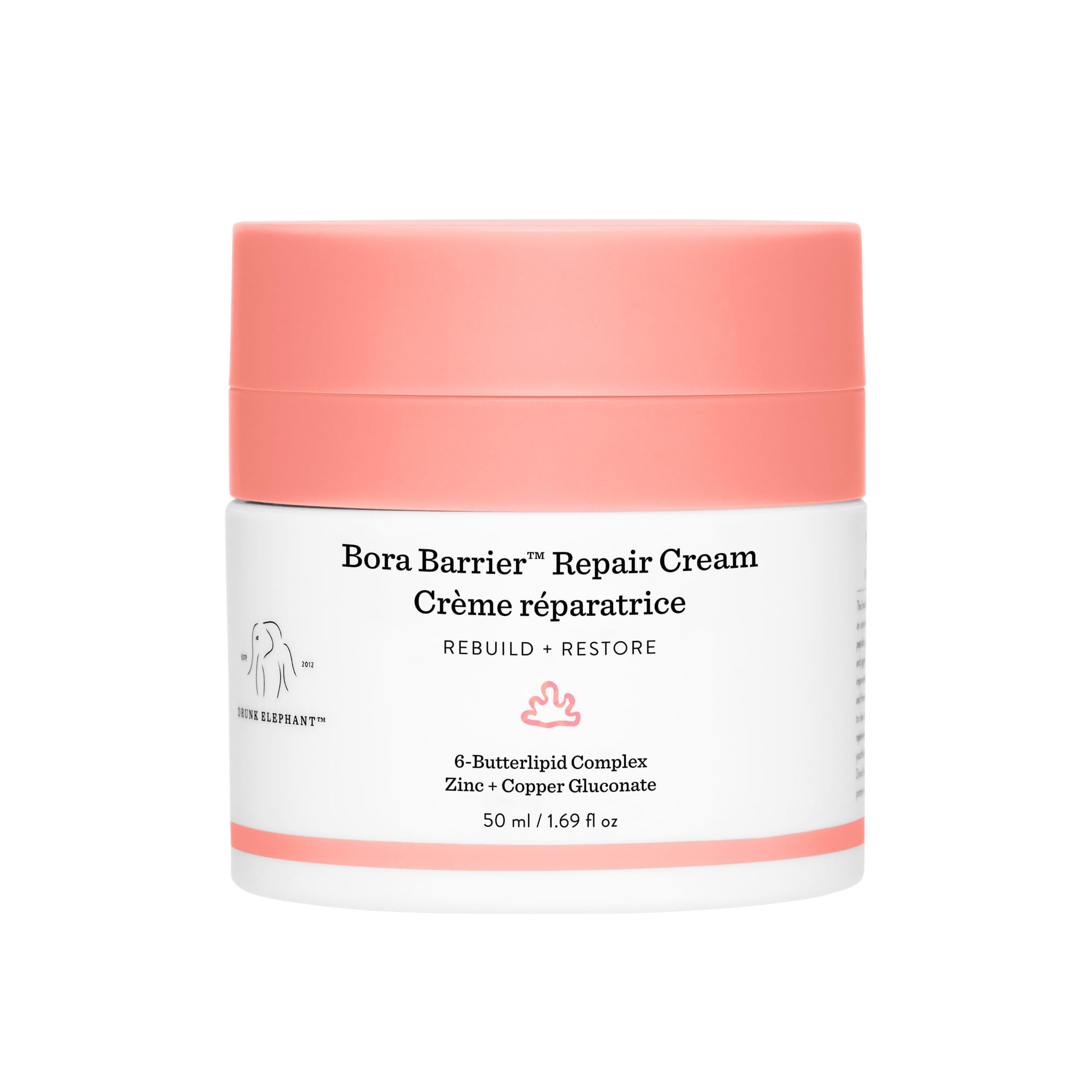 Drunk Elephant Bora Barrier Repair Cream - 50 ml - Delivers Reparative, Clinically Proven 24-Hour Moisture - Free of Essential Oils, Silicones, and Fragrances - Cruelty Free