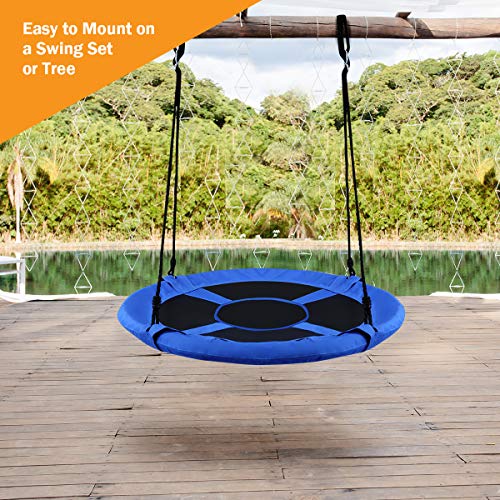 Costzon Tree Swing, 40 Inch Saucer Swing for Kids Outdoor, 700 lbs Weight Capacity Round Swing w/ 900D Waterproof Oxford Cloth, Adjustable Rope, Flying Swing for Backyard, Indoor & Outdoor Playground