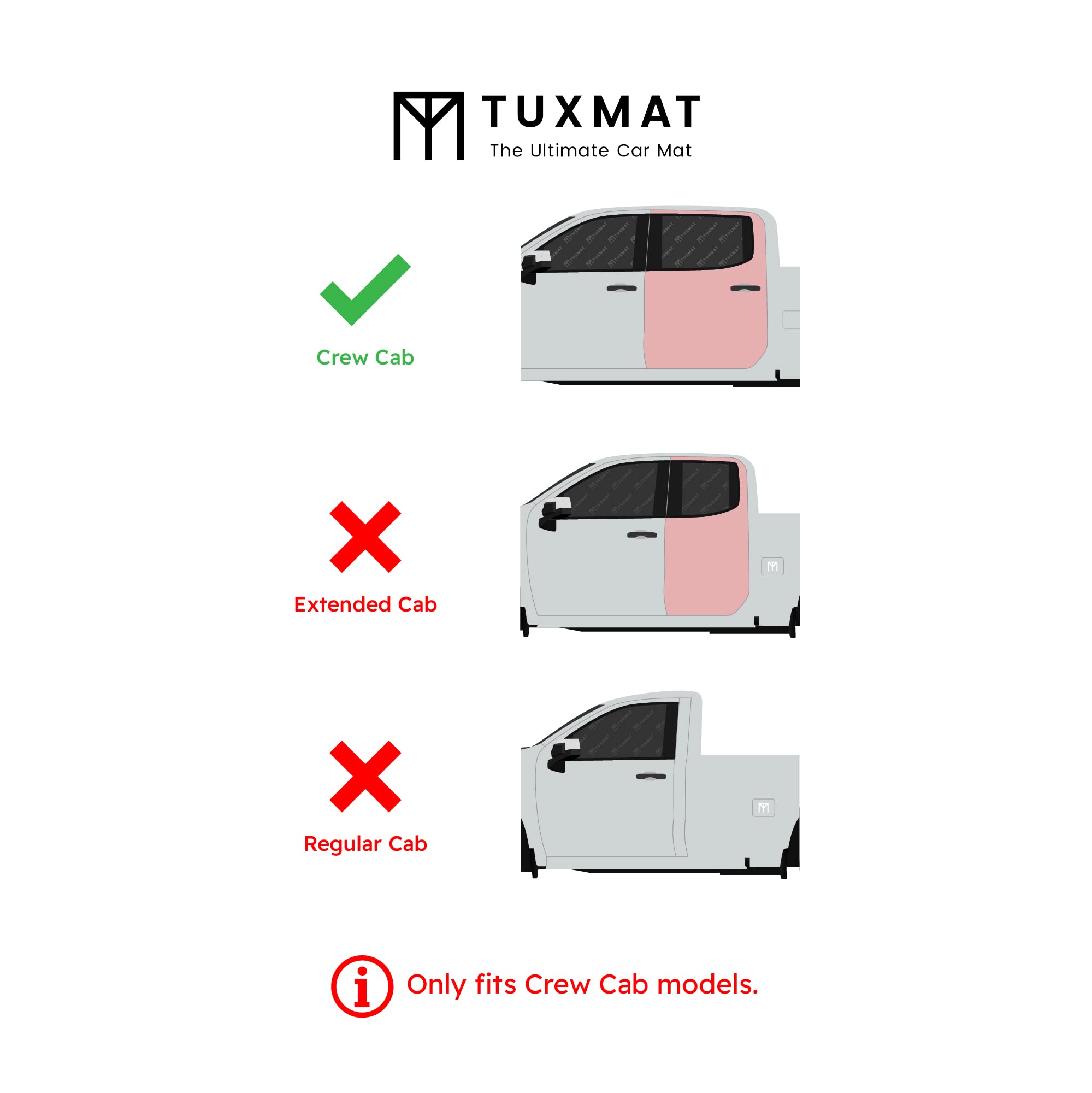 TuxMat - for Toyota Tundra CrewMax 2022-2025 Models - Custom Car Mats - Maximum Coverage, All Weather, Laser Measured - This Full Set includes 1st and 2nd Rows