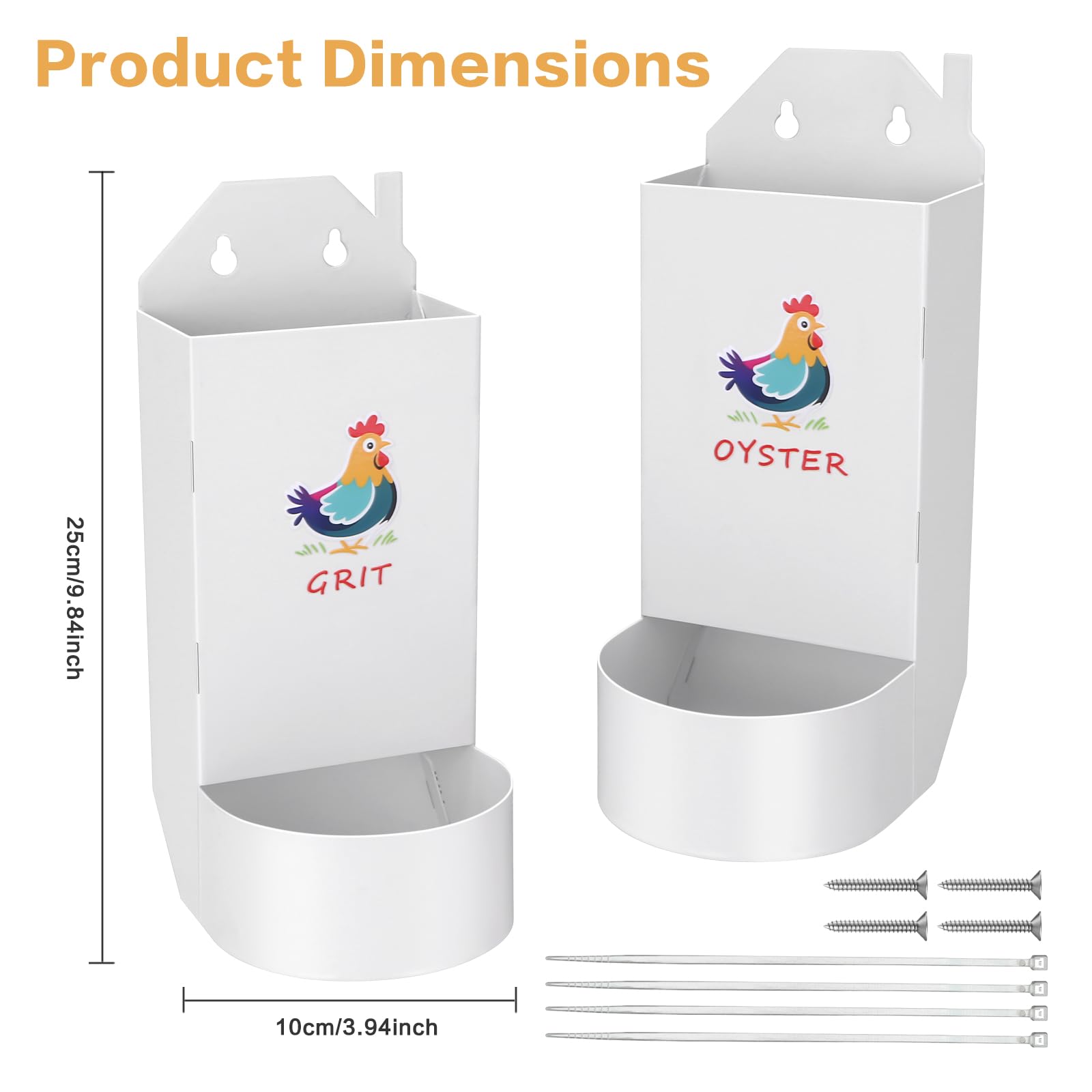 Chicken Grit and Oyster Shell Feeder,Metal Automatic Chicken Feeder,Chicken coop Accessories Poultry feeders, Suitable for Quail, Pigeons, Doves, Chicks, and Adult Chickens（2 Pcs）