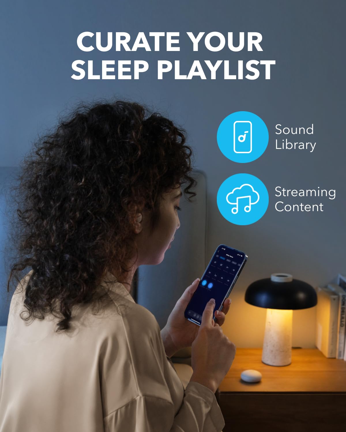 Soundcore Sleep A20 by Anker Sleep Earbuds, Noise Blocking Sleep Headphones, Small Earplugs for Side Sleepers, 80H Playtime, Stream Content via Bluetooth 5.3, Sleep Monitor, Personal Alarm (Renewed)