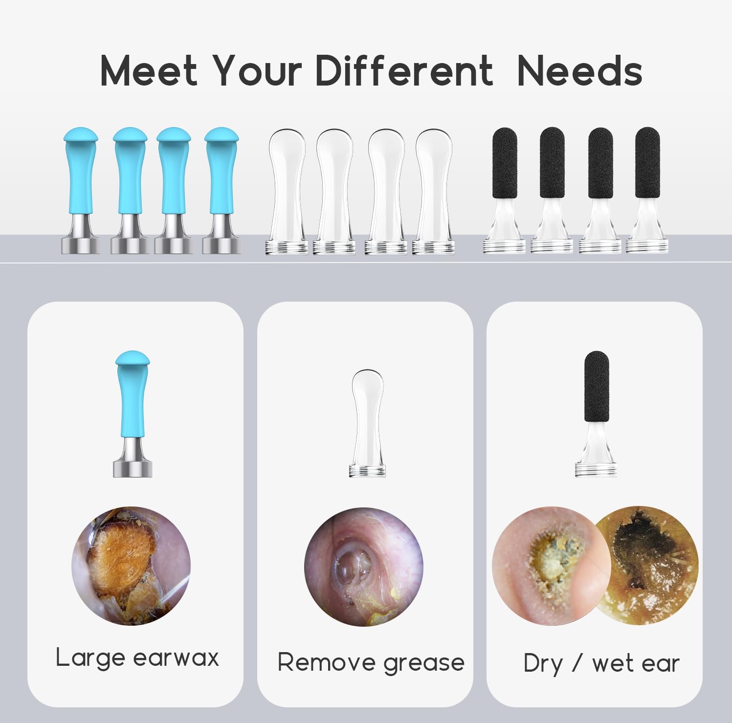 BEBIRD Replacement Tips for Ear Camera R1-12 PCS Ear Wax Removal Tips for Wet/Dry Earwax Cleaning - Ear Spoons Accessories Set for Bebird R1 / T15 / R3 / W3 / X3 / M9 / D3Pro