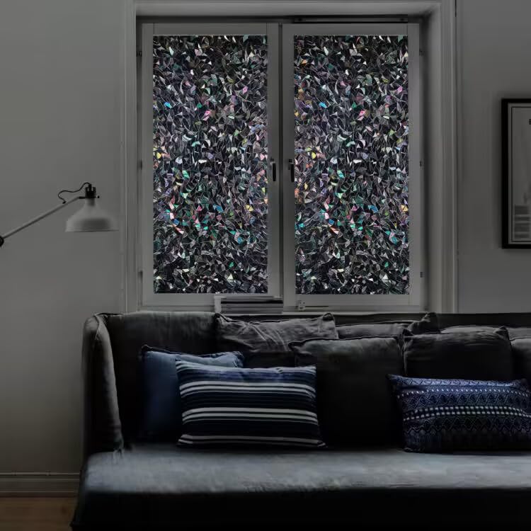 Finnez Window Privacy Film Window Film 3D No Glue Glass Sticker for Glass Door Home and Office Heat Control Anti UV 11.8 x 78.7 inches