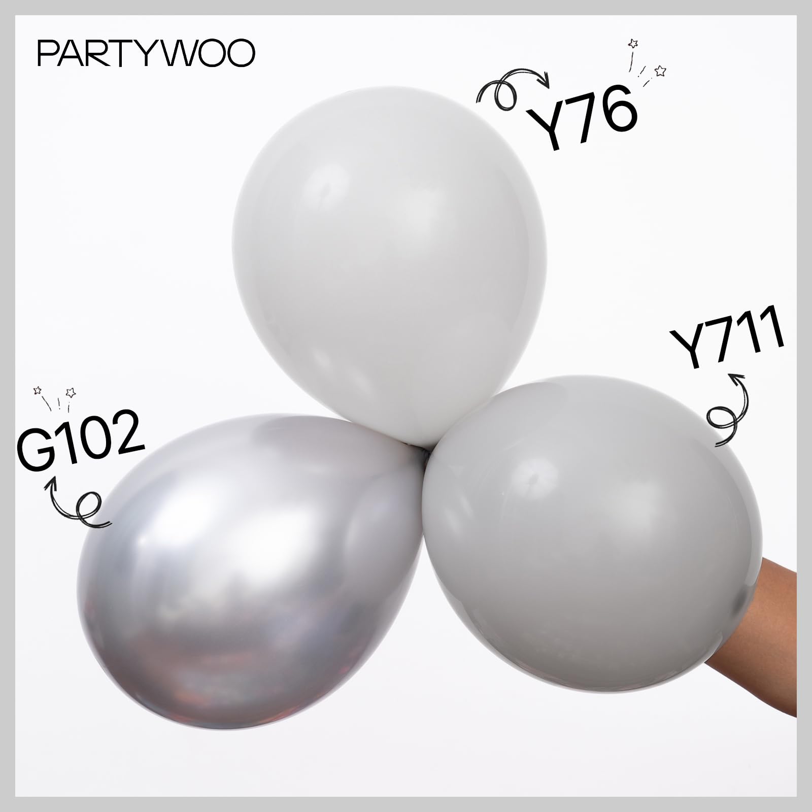 PartyWoo Metallic Silver Balloons 90 pcs Different Sizes Pack of 18 12 10 5 Inch Chrome Silver Balloon Arch Kit Garland for Graduation New Year Wedding Birthday Party Decorations Silver-G102