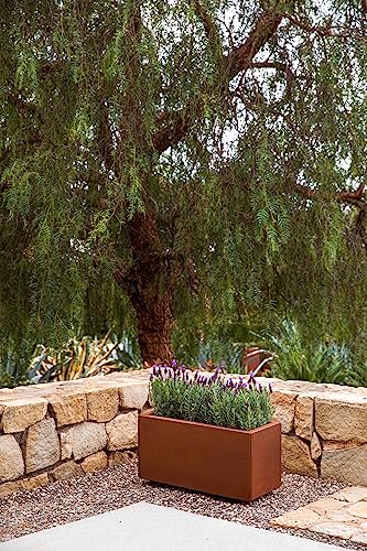 Veradek Corten Steel Series Long Box Planter - Large Rectangular Corten Steel Planter | Naturally Rusting Steel for All-Weather Use | Modern Rustic Décor for Flowers, Tall Plants, Shrubs
