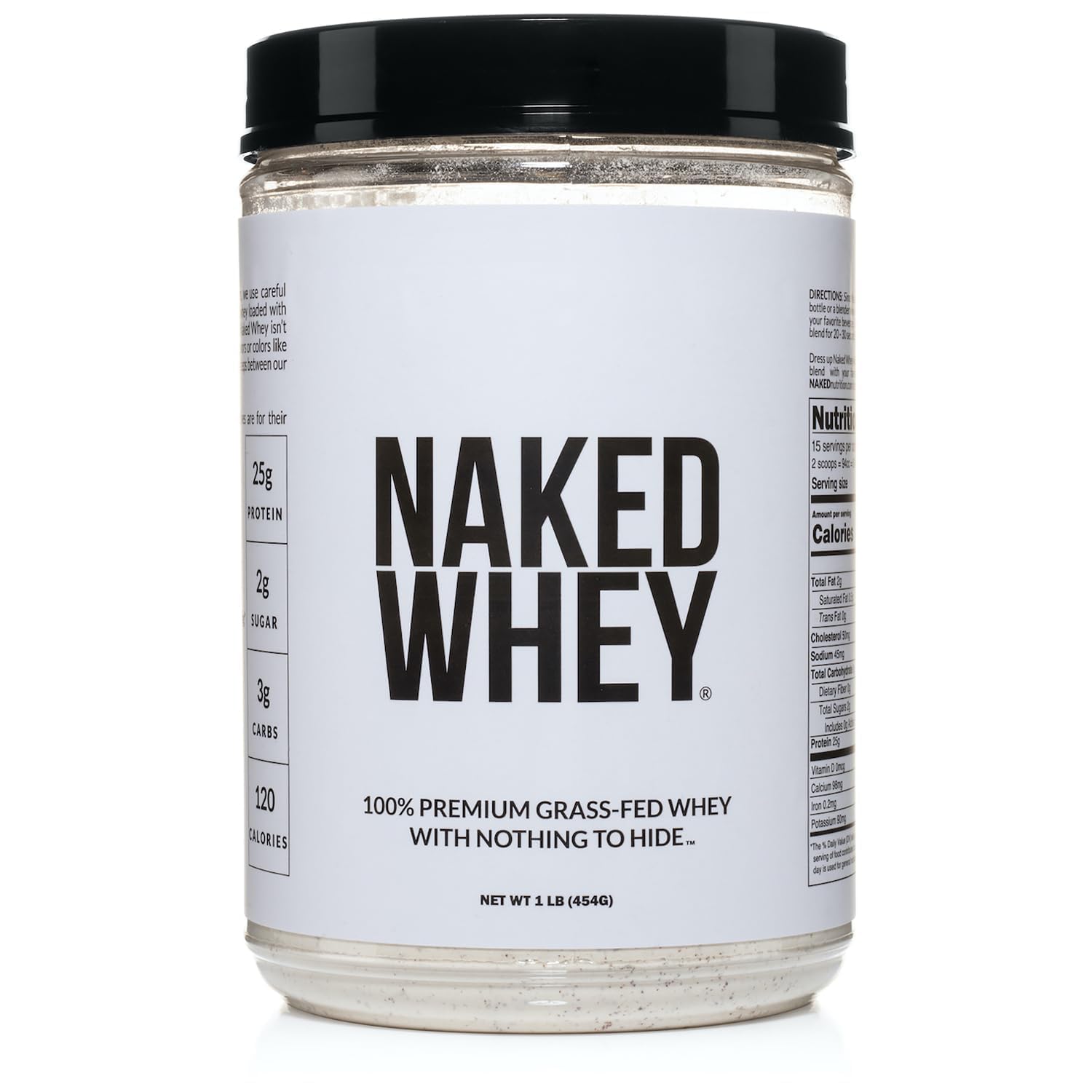 Naked Whey 1Lb - Only 1 Ingredient, Grass Fed Whey Protein Powder, Undenatured, No Gmos, No Soy, Gluten Free, Stimulate Growth, Enhance Recovery - 15 Servings