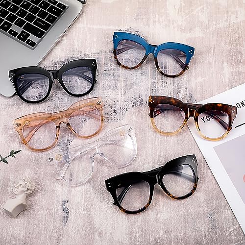 FEISEDY Cat Eye Blue Light Glasses Oversized Vintage Chunky Computer Glasses for Women Hipster Party B0026