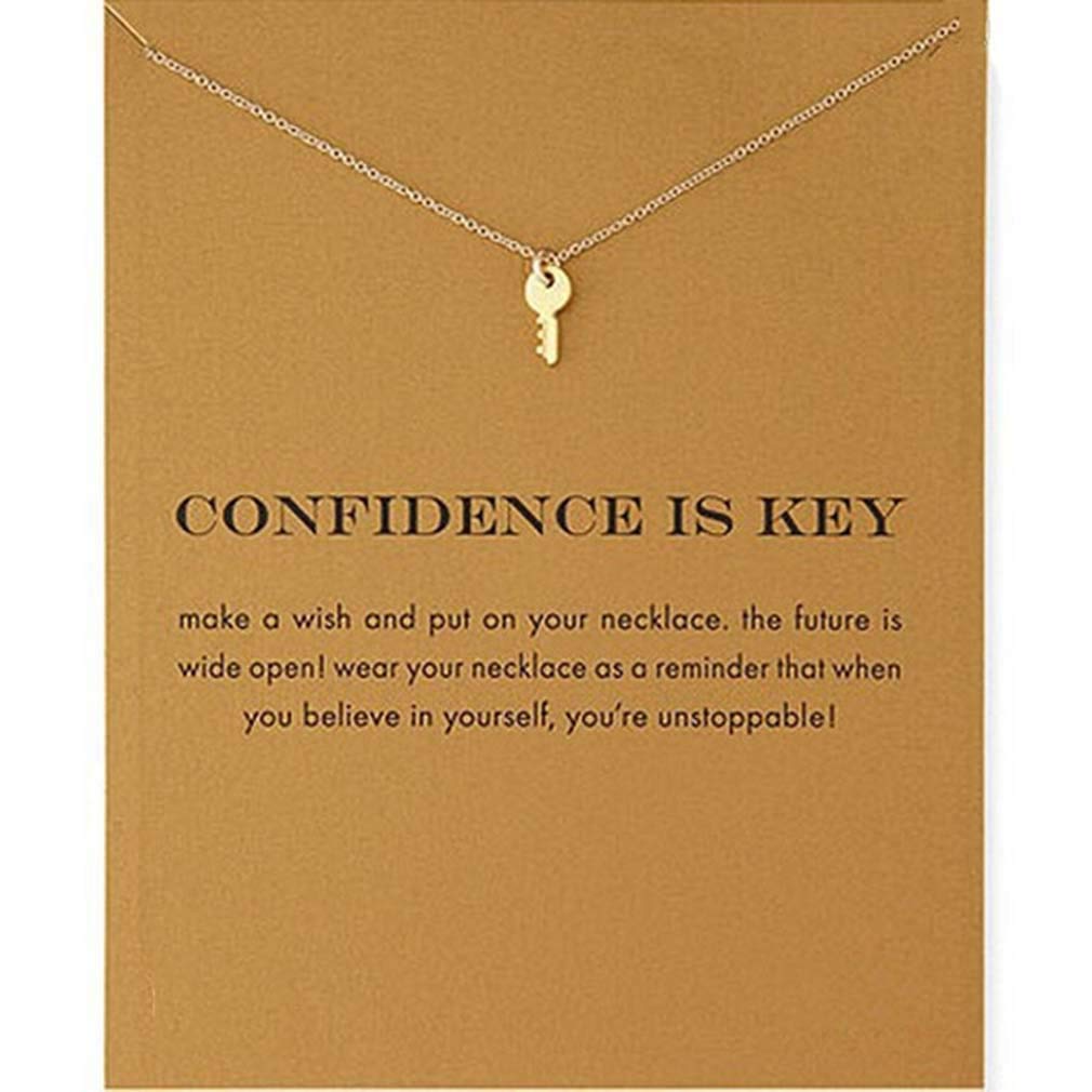 HENGSONG Clavicle Necklace With Message Card Pendant Necklace Choker For Women Jewelry Accessories Gifts Key Plated Golden