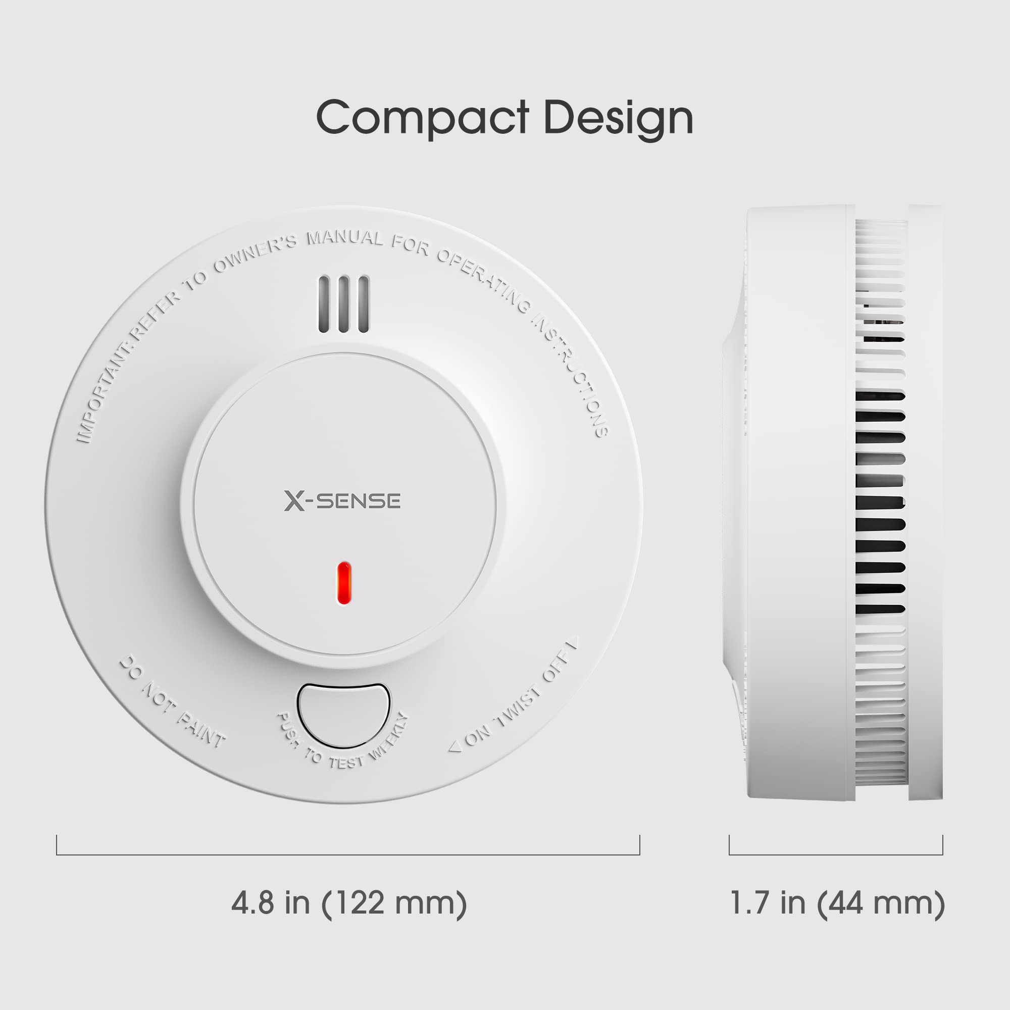 X-Sense Wireless Interconnected Battery Powered Smoke Detector Fire Alarm with Over 820 ft Transmission Range, SD19-W, Pack of 6