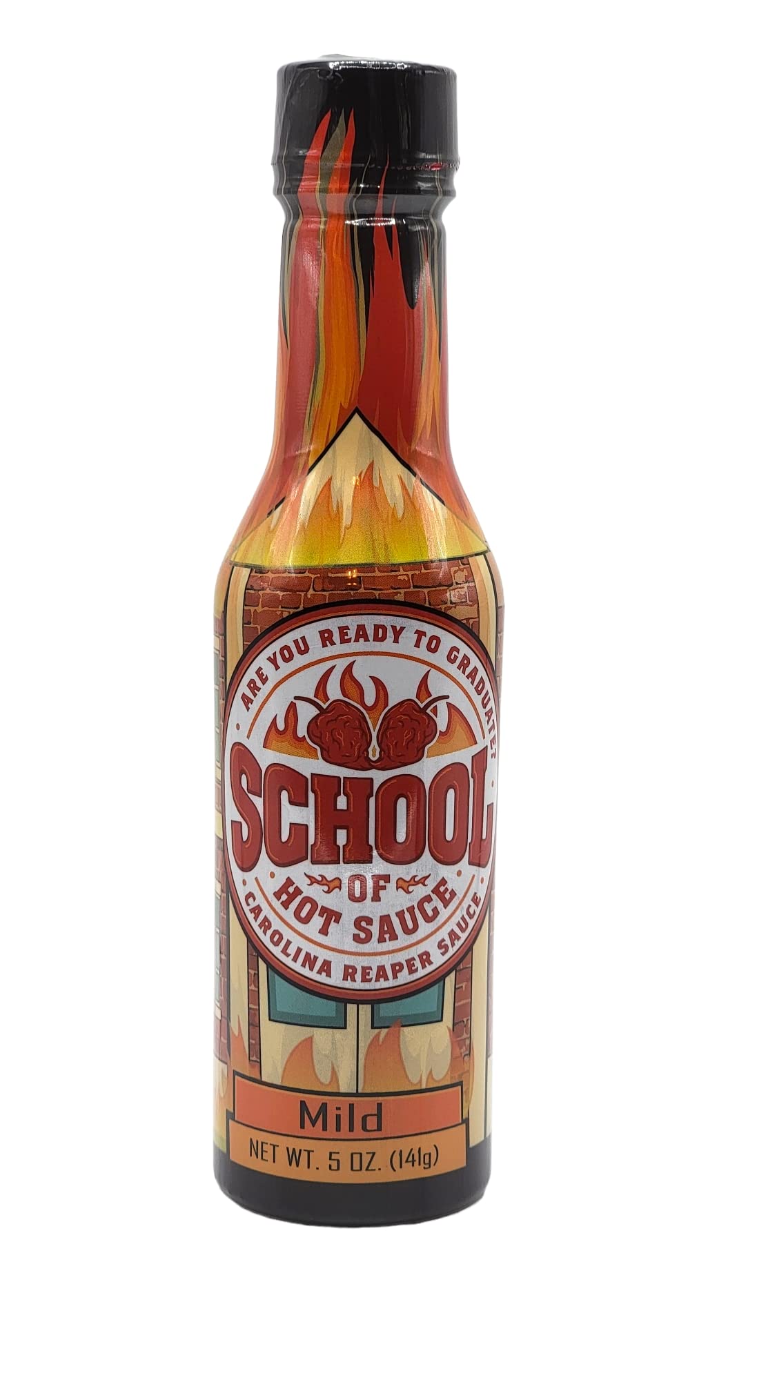 School of Hot Sauce, Mild, Carolina Reaper Pepper Sauce, A Perfect Balance of Heat and Flavor, Gourmet Hot Sauce, Versatility For All Kinds of Foods, Exquisite Taste In A Bottle, 5 fl oz.