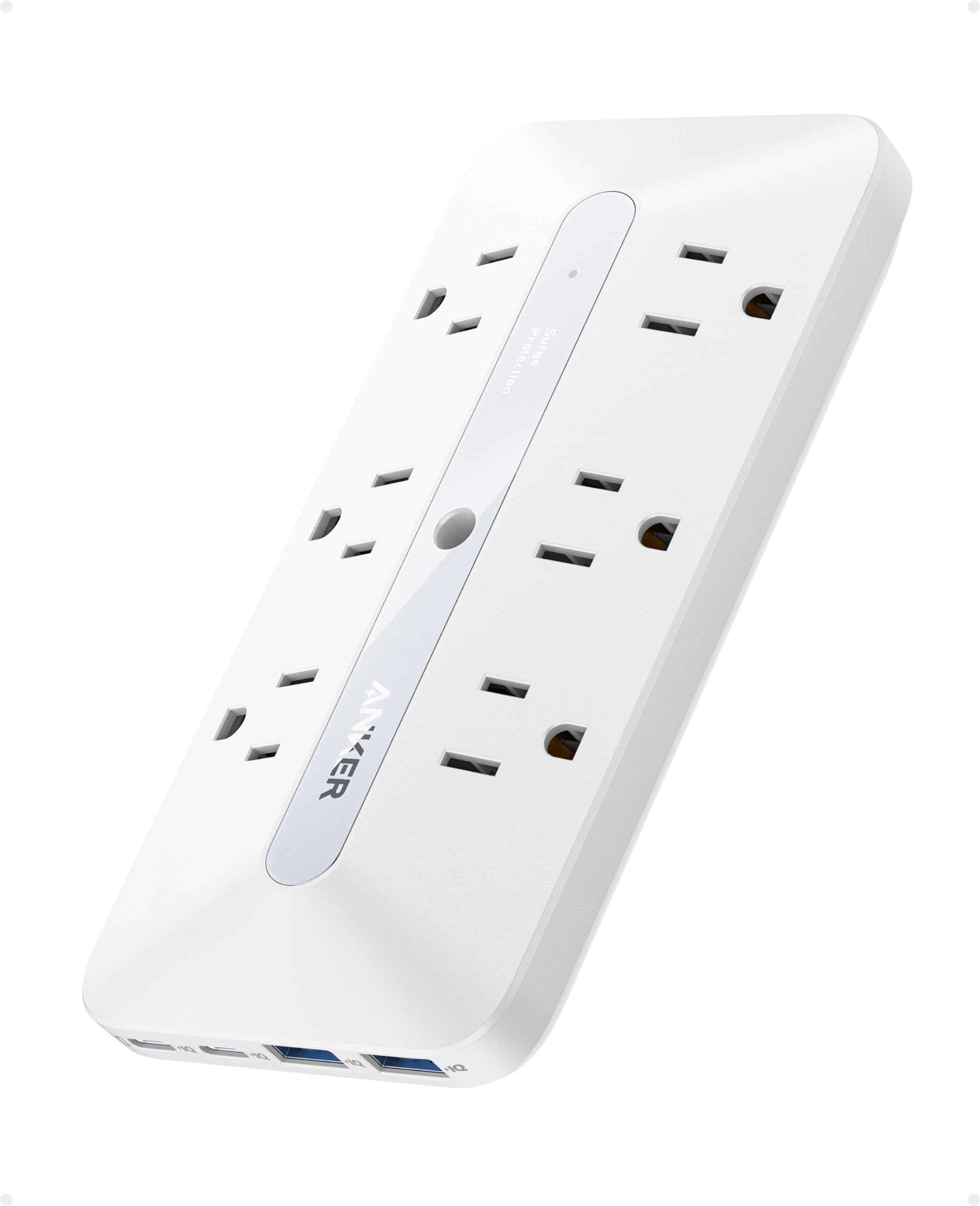 Anker Wall Charger, 300J Surge Protector, 10-in-1 Outlet Extender, 6 AC, 2 USB A, 2 USB C Ports, Wide-Spaced Outlets and 20W Fast Charging, Desk Charging Station, Home Office, Dorm, Room Essential, White