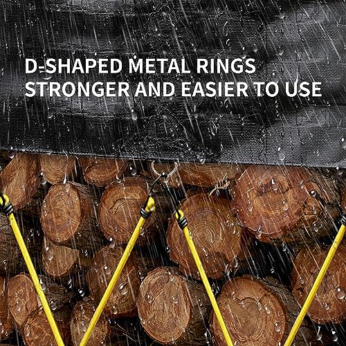 TARPAL Tarp 4x5 Heavy Duty Tarps (3Pack) 14mil D-Shaped Metal Ring Waterproof UV Resistant Triangular Design Reinforced Corners and Edges（Black）