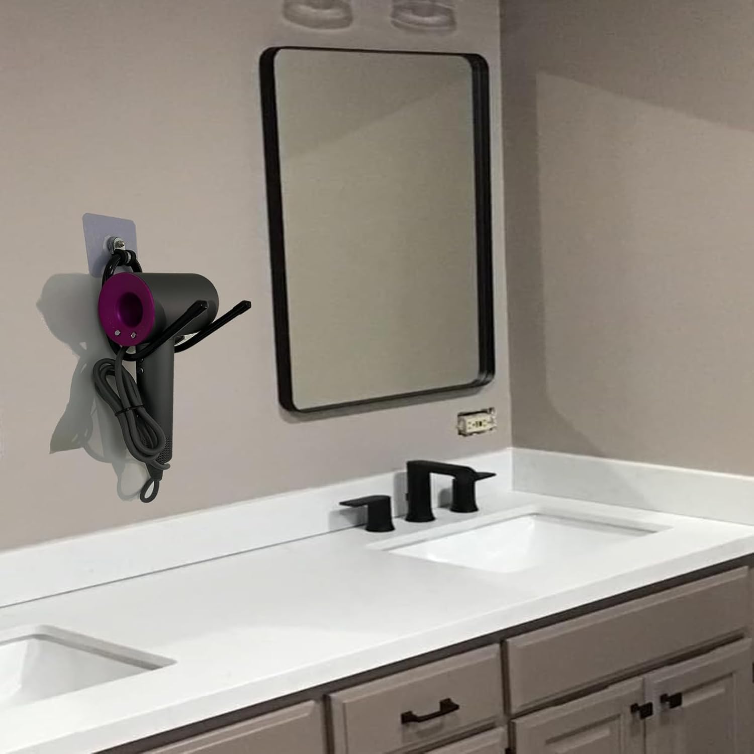 Universal Hair Dryer Holder Wall Mount, Blow Dryer Holder Rack, Hair Tool Organizer for Bathroom & Bedroom Hair Care & Styling Tools Storage and Organizer - Adhesive/Drilling Installation