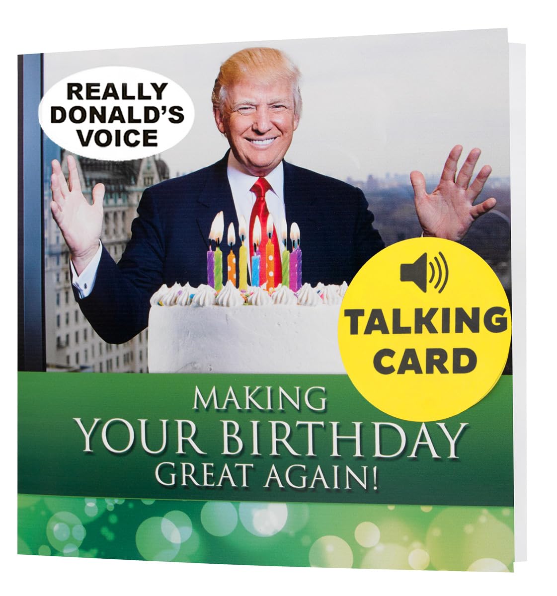 Talking trump birthday card with trump's real voice - trump birthday cards for men, donald trump gifts for men, funny birthday card for women (green)