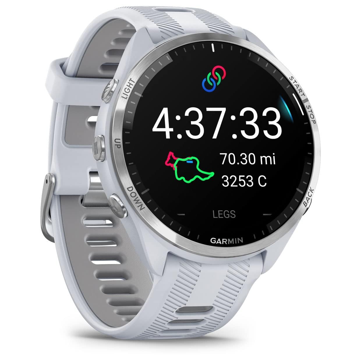 Garmin Forerunner® 965 Running Smartwatch - Whitestone and Powder Gray