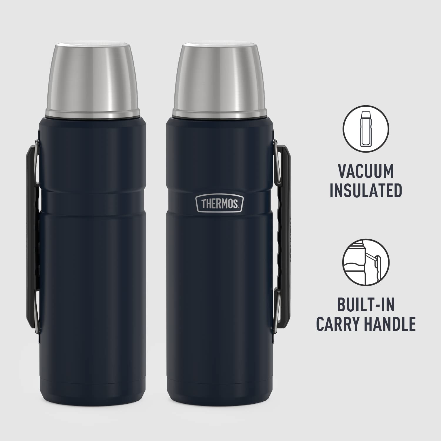 THERMOS Stainless King Vacuum-Insulated Beverage Bottle, 40 Ounce, Midnight Blue