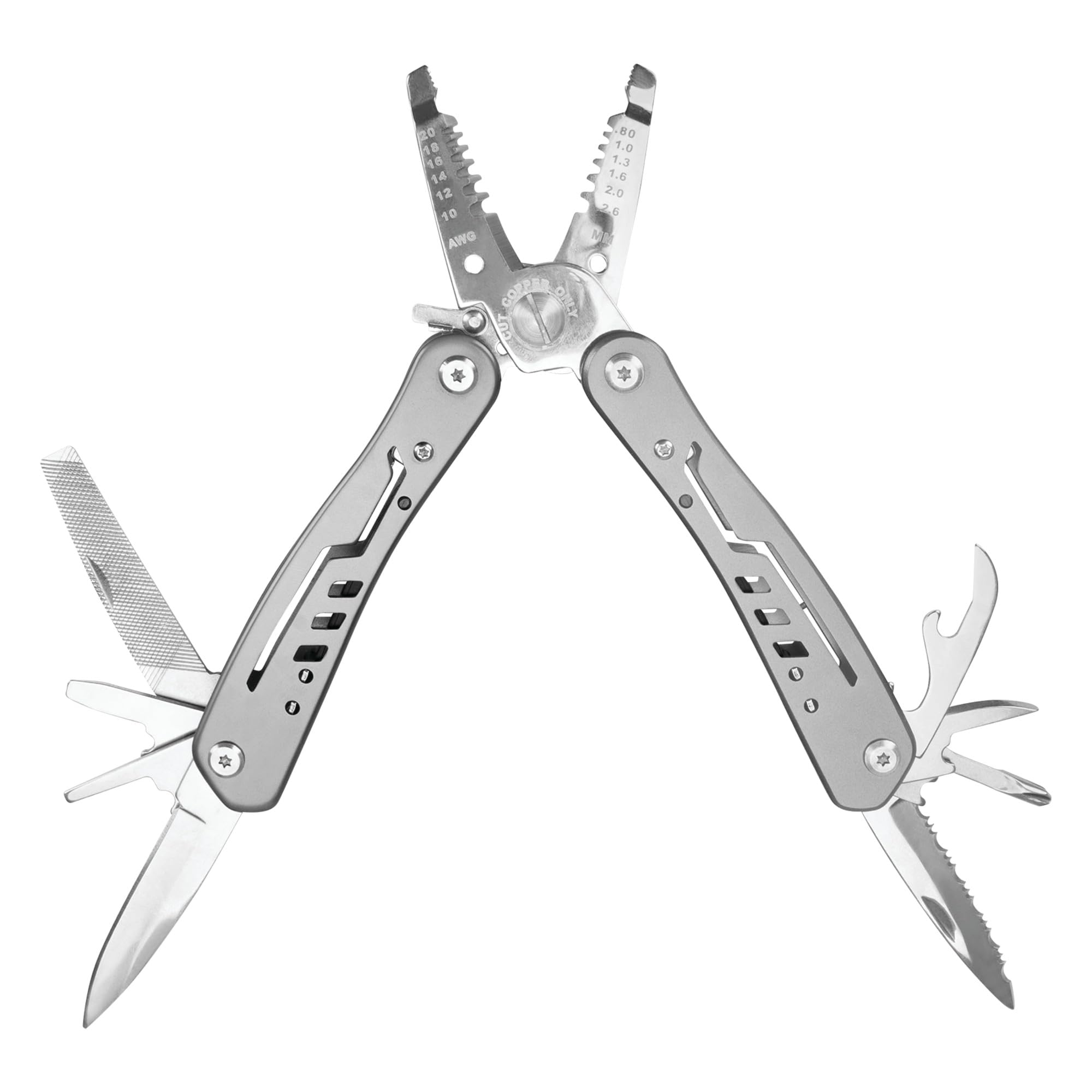 Performance Tool W86506 13-in-1 Electrician Multi-Tool (Wire Strippers, Long Nose Pilers, Wire Cutters and more) Strip & Cut 10 to 18 AWG Solid Wire