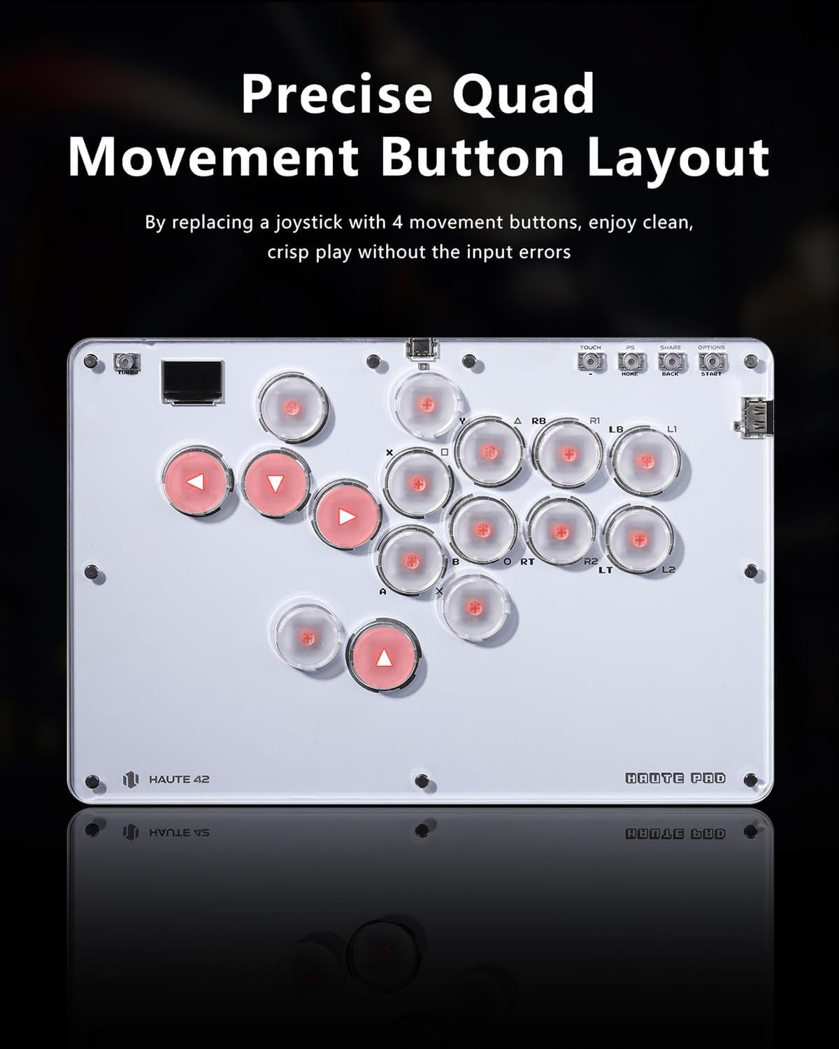 Sehawei Haute42 Arcade Stick 16Keys All-Button Gamerfinger with Turbo Functions & Custom RGB,Arcade Controller Street Fight for PC/Ps3/Ps4/Switch/Steam Game Keyboard-Supports Hot Swap & SOCD