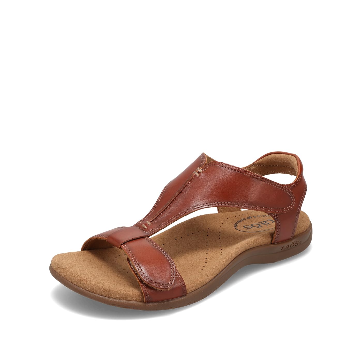 Taos The Show Premium Leather Women's Sandal - Experience Everyday Style, Comfort, Arch Support, Cooling Gel Padding and an Adjustable Fit for Exceptional Walking Comfort Cognac 10 (M) US