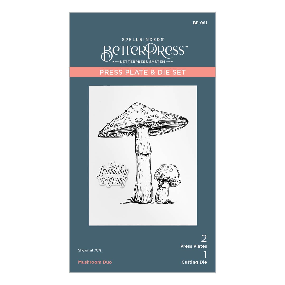 Spellbinders Mushroom Duo Press Plate & Die Set, Metal