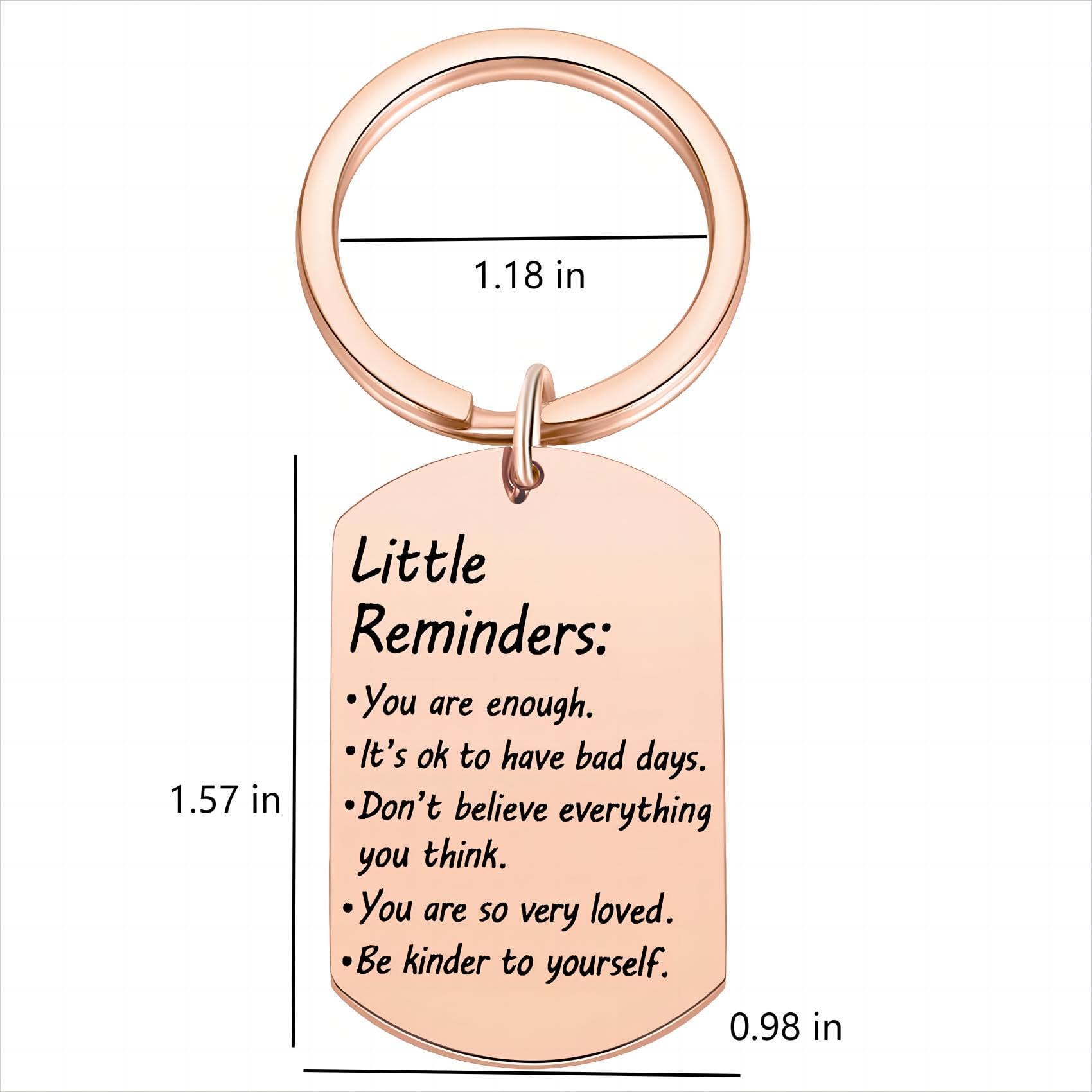 Valentine's Day Little Reminders Keychain, Mental Health Gift, Positive Thinking Reminder Daily Affirmation Inspiration Uplifting Quotes, You Are Enough Keyring, Self Love (Rose Gold)