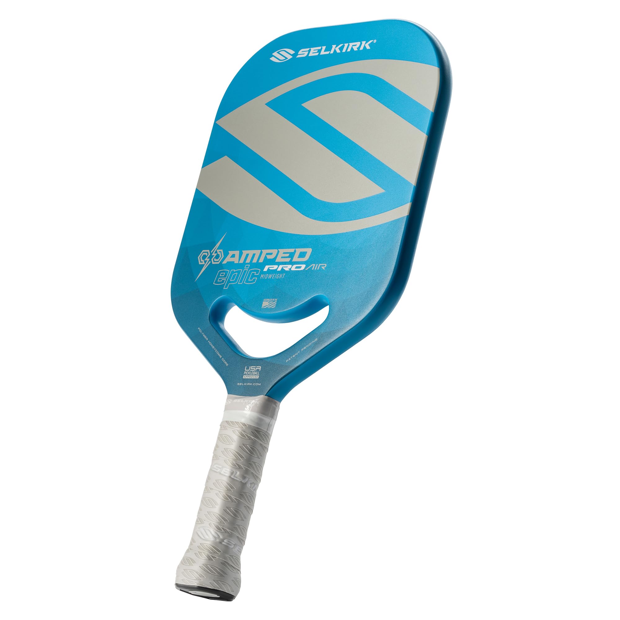 2024 Selkirk Amped Pro Air Pickleball Paddle | Fiberglass Pickleball Paddle with a Polypropylene X5+ 16mm Core | Throatflex | Flex Foam | Pickleball Rackets Made in The USA | Epic Blue