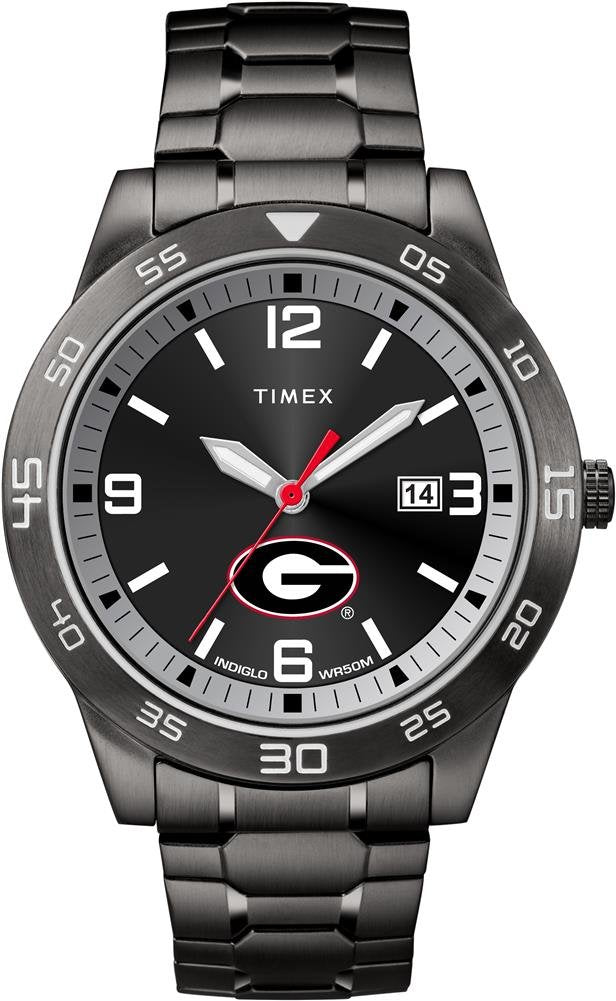 Timex Tribute Men's Collegiate Acclaim 42mm Watch – Georgia Bulldogs with Black Stainless Steel Expansion Band