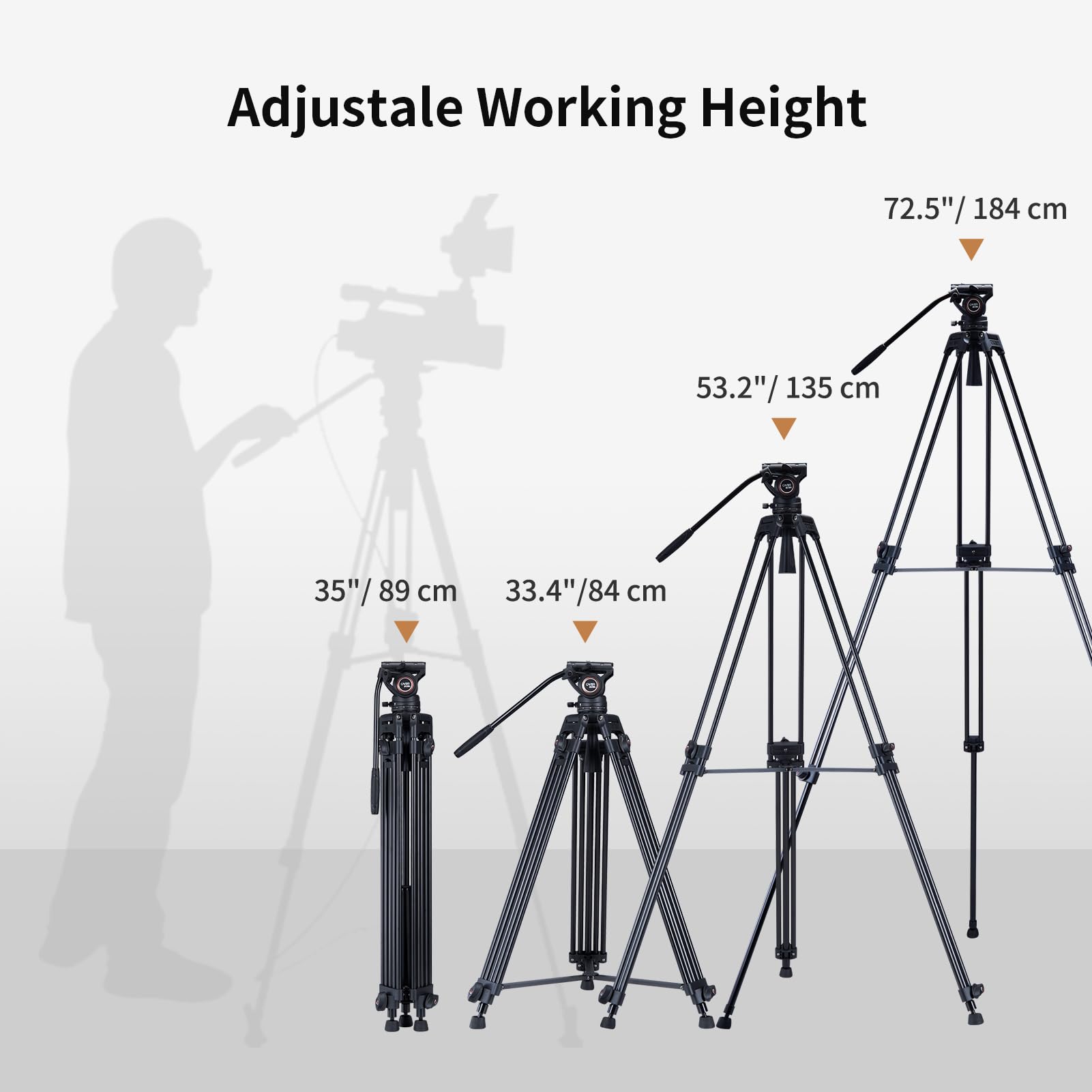 Video Tripod System, Cayer BV30L 72 inch- Professional Heavy Duty Aluminum Twin Tube Tripod, K3 Fluid Head, Mid-Level Spreader, Max Loading 13.2 LB, DSLR Camcorder, Plus 1 Bonus Quick Release Plate