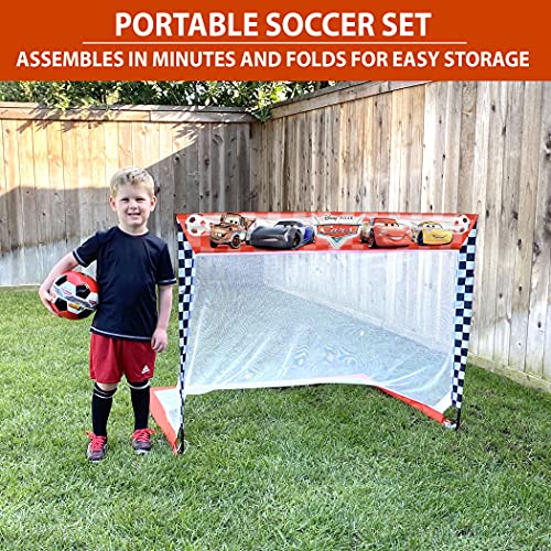 GoSports Disney Soccer Goal Set for Kids - Includes Single 4’ x 3’ Backyard Soccer Goal, Soccer Ball and Sport Cones - Encourage Early Interest in Soccer