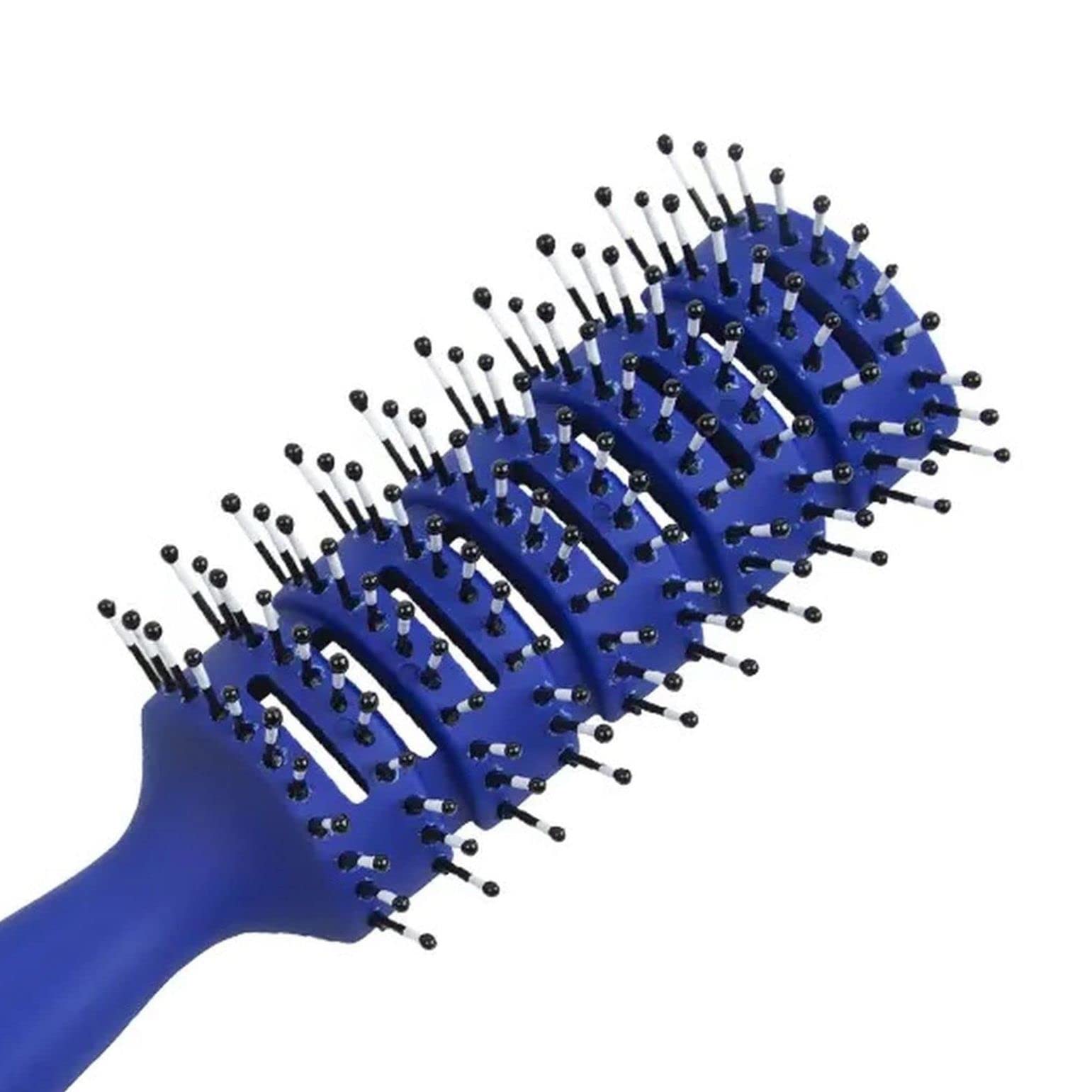 Johnny B Professional Vented Hair Brush for Blow Drying & Detangling, Ball-Tipped Small Bristles, Grooved Handle (Blue)